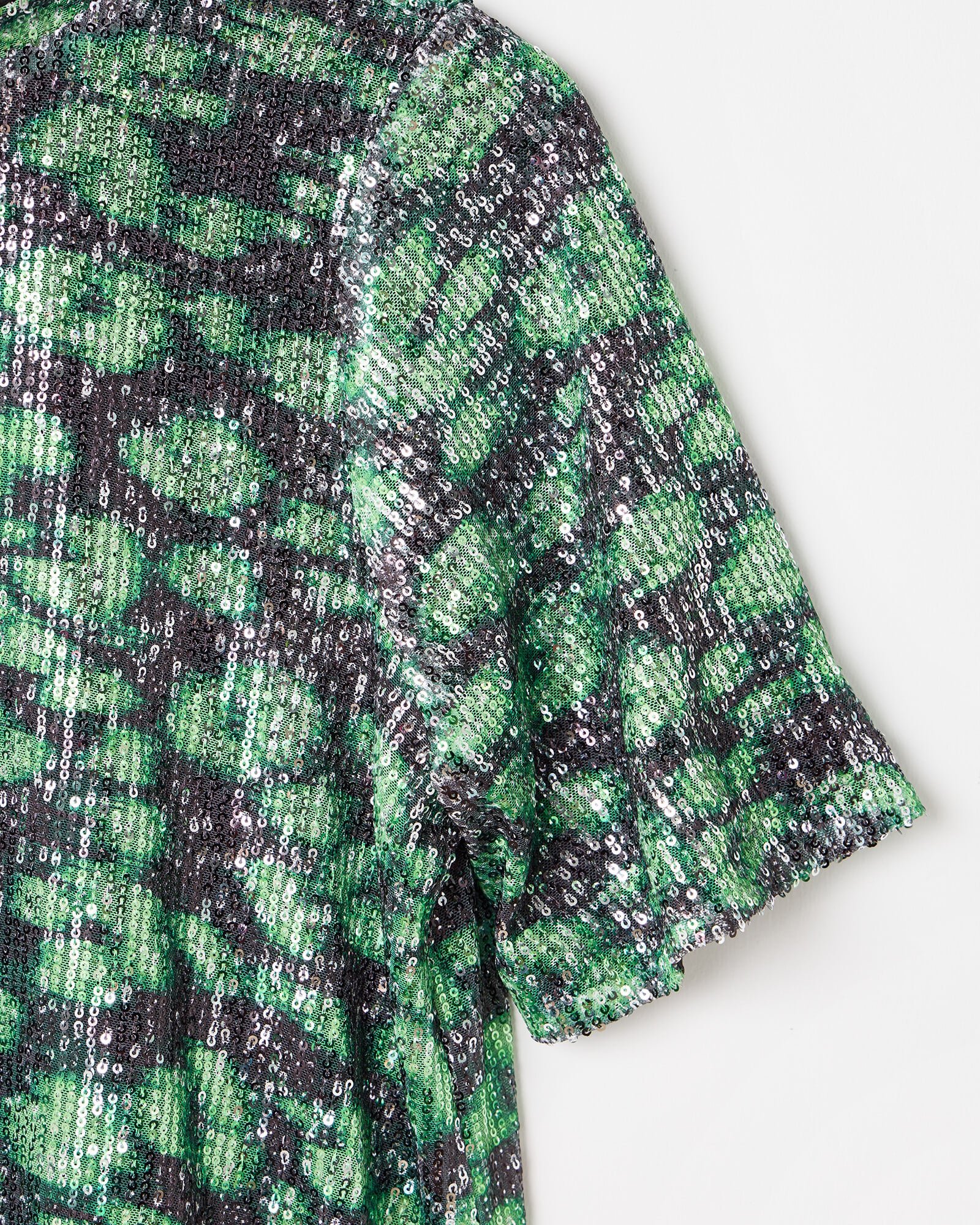 Green Leopard Print Sequin Mini Dress | Oliver Bonas Green Leopard Print Sequin Mini Dress | Oliver Bonas