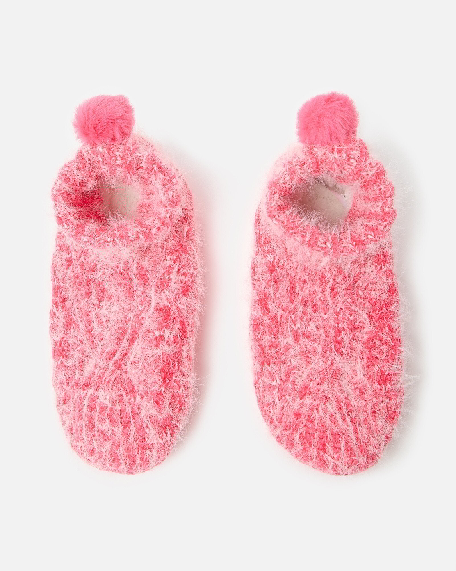 Pink Chenille Fluffy Slipper Boots Oliver Bonas