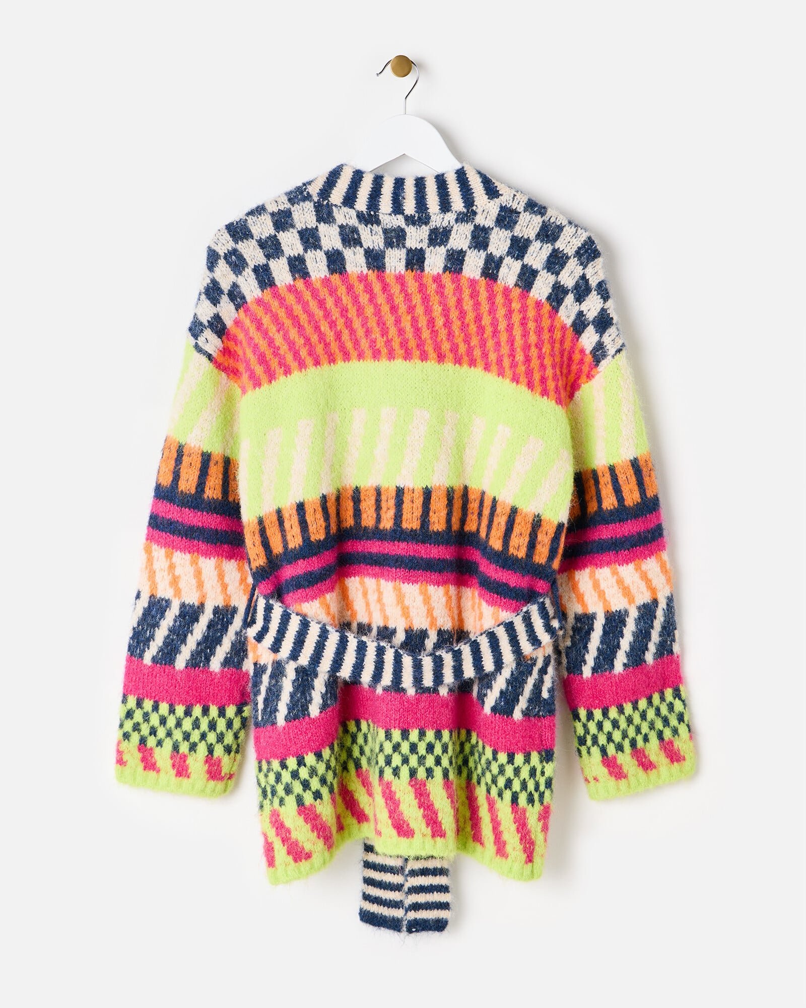 Striped Fluffy Knitted Wrap Cardigan | Oliver Bonas
