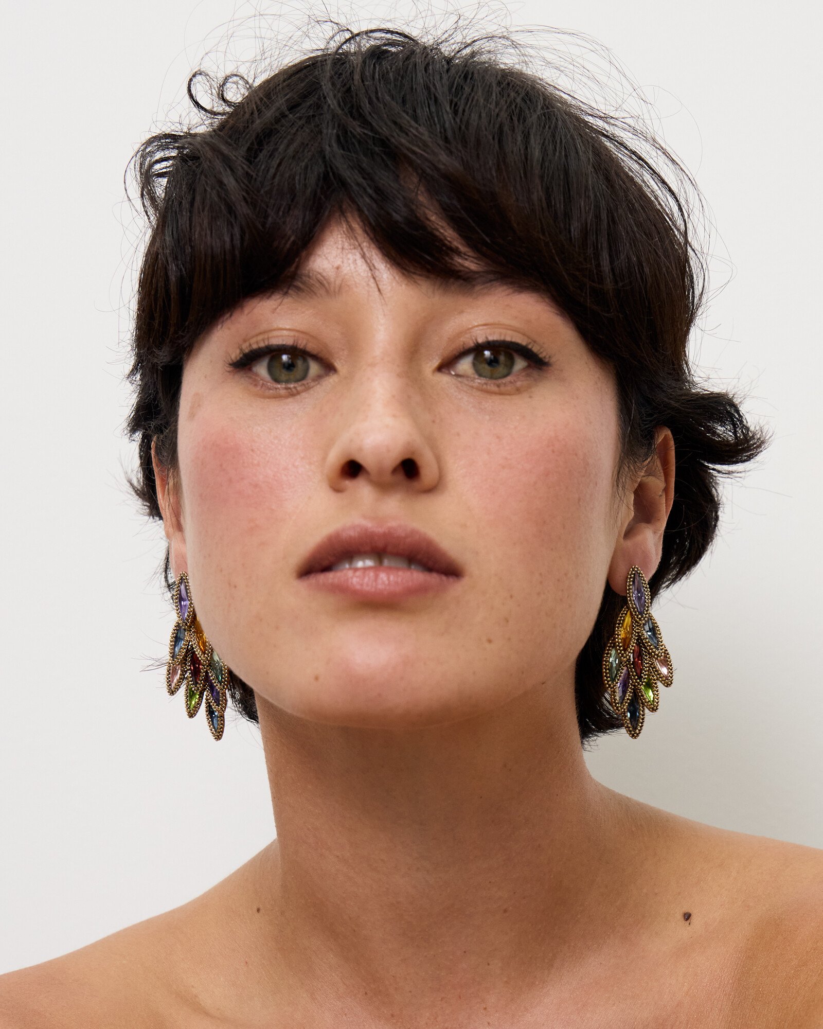 Symetha Multi Oval Nugget Detail Drop Earrings Oliver Bonas