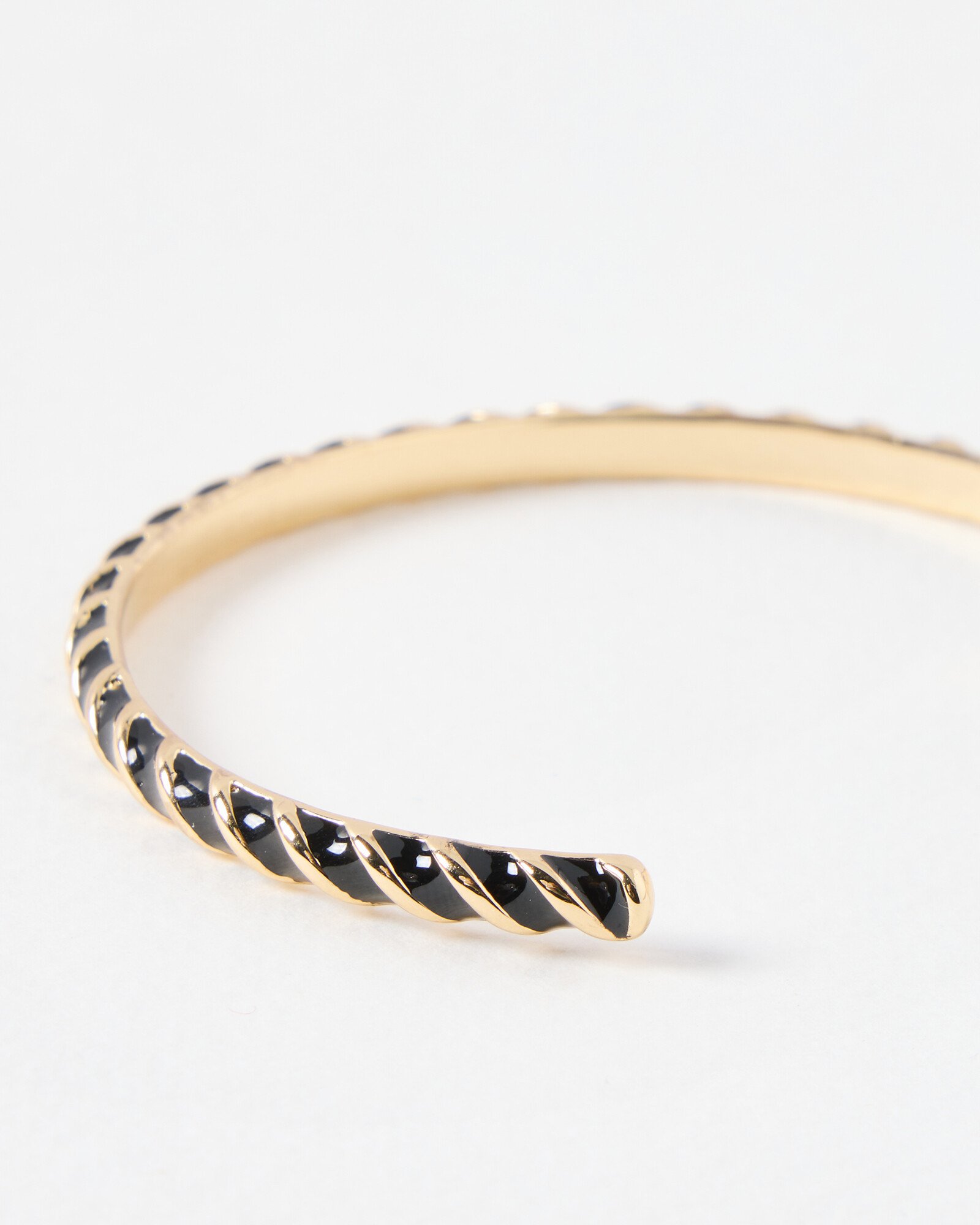 Isela Twisted Black Enamel Inlay Cuff Bangle | Oliver Bonas