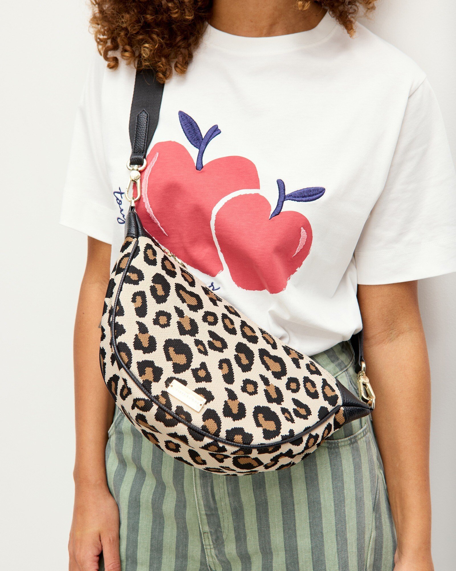 Betty Leopard Print Knitted Crossbody Belt Bag | Oliver Bonas