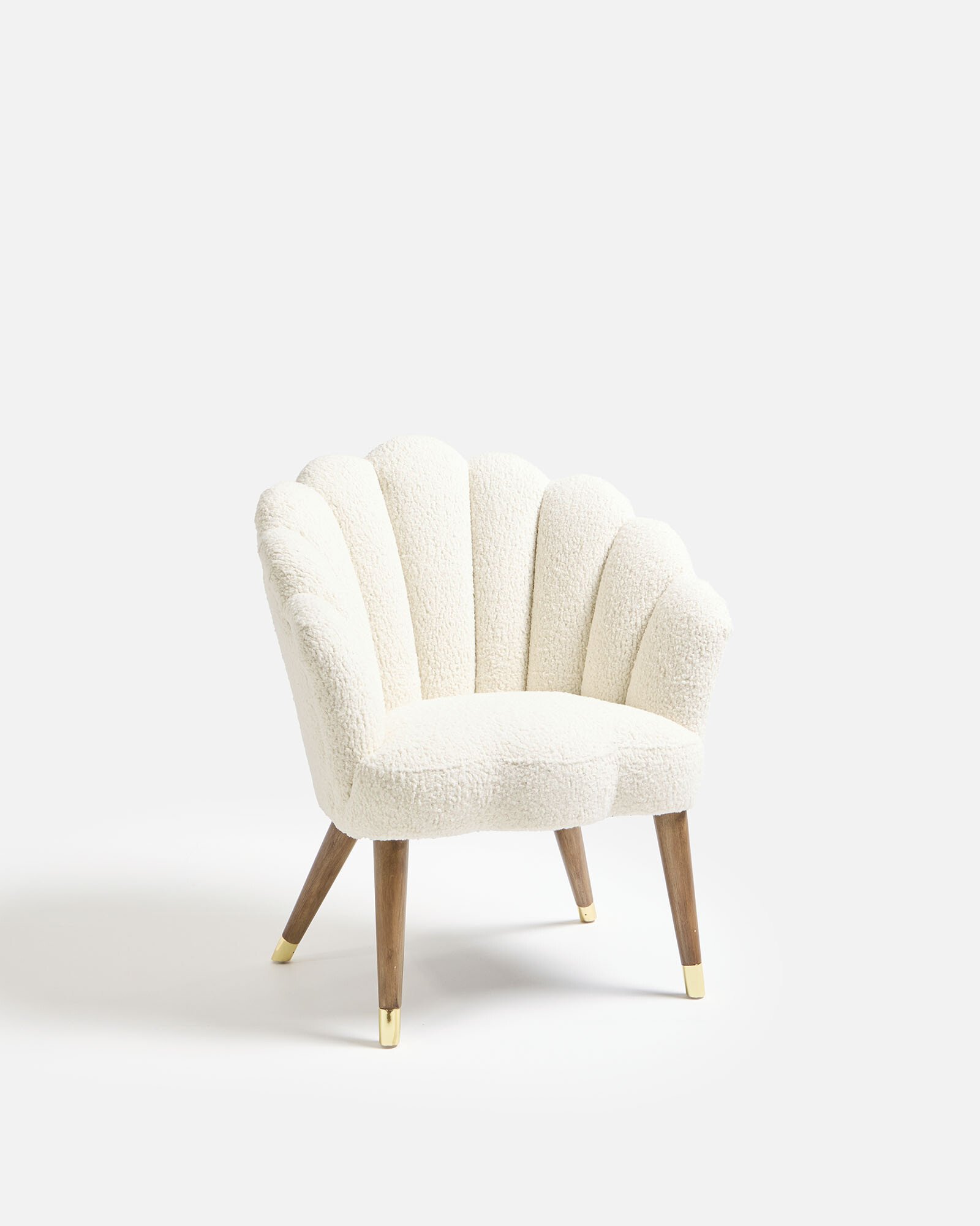 Flora Scalloped White Boucle Armchair Oliver Bonas
