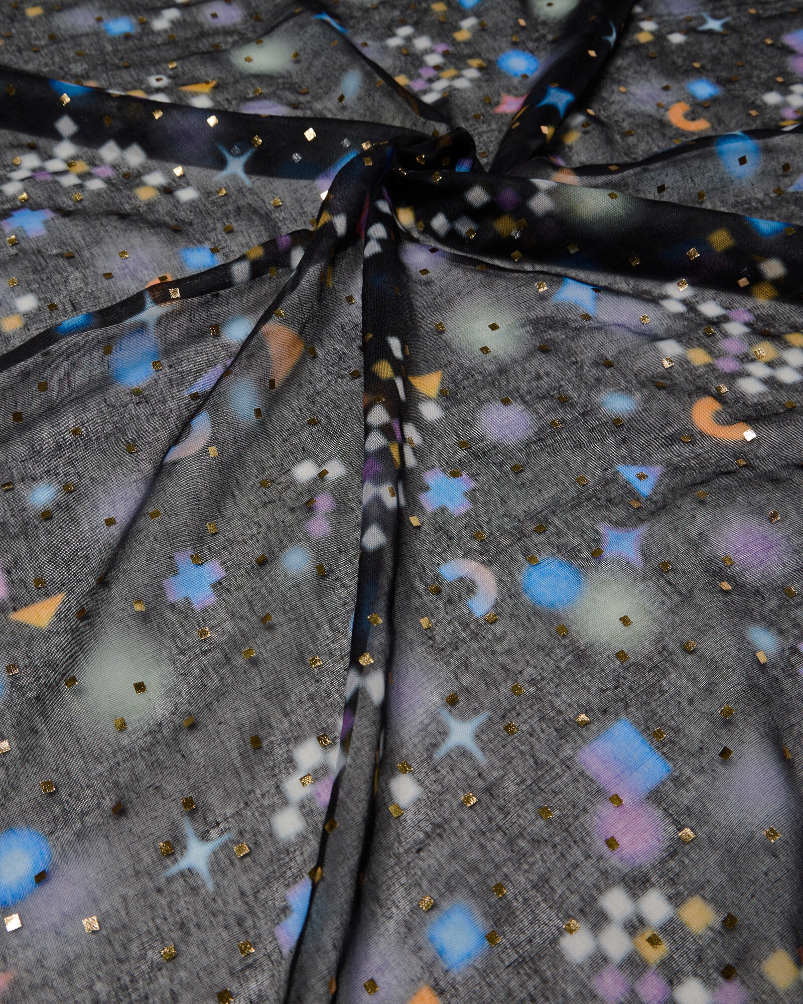 Black Galactic Gold Foil Lightweight Scarf | Oliver Bonas