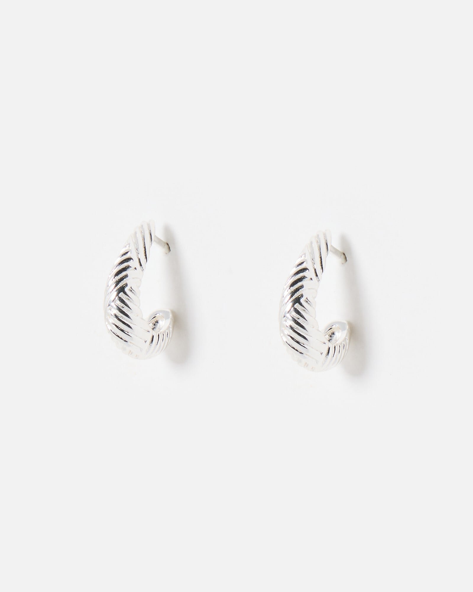 Zia Geometric Lines Silver Plated Hoop Earrings | Oliver Bonas