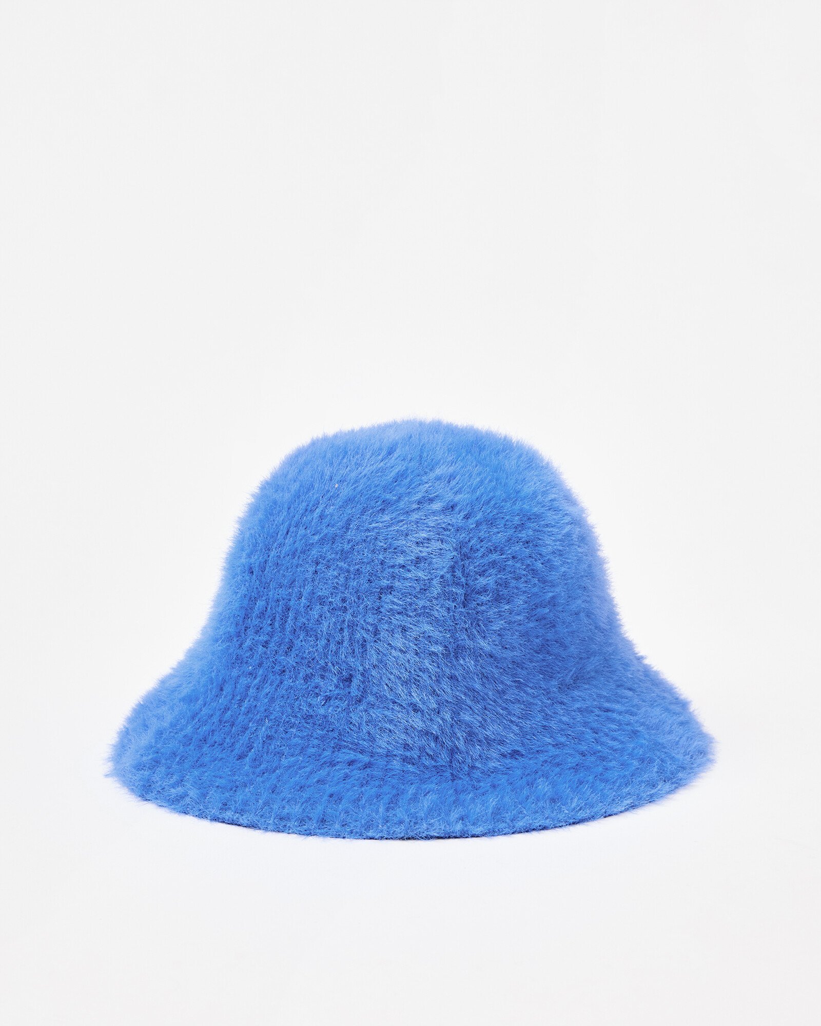 Blue Fluffy Knitted Bucket Hat Oliver Bonas