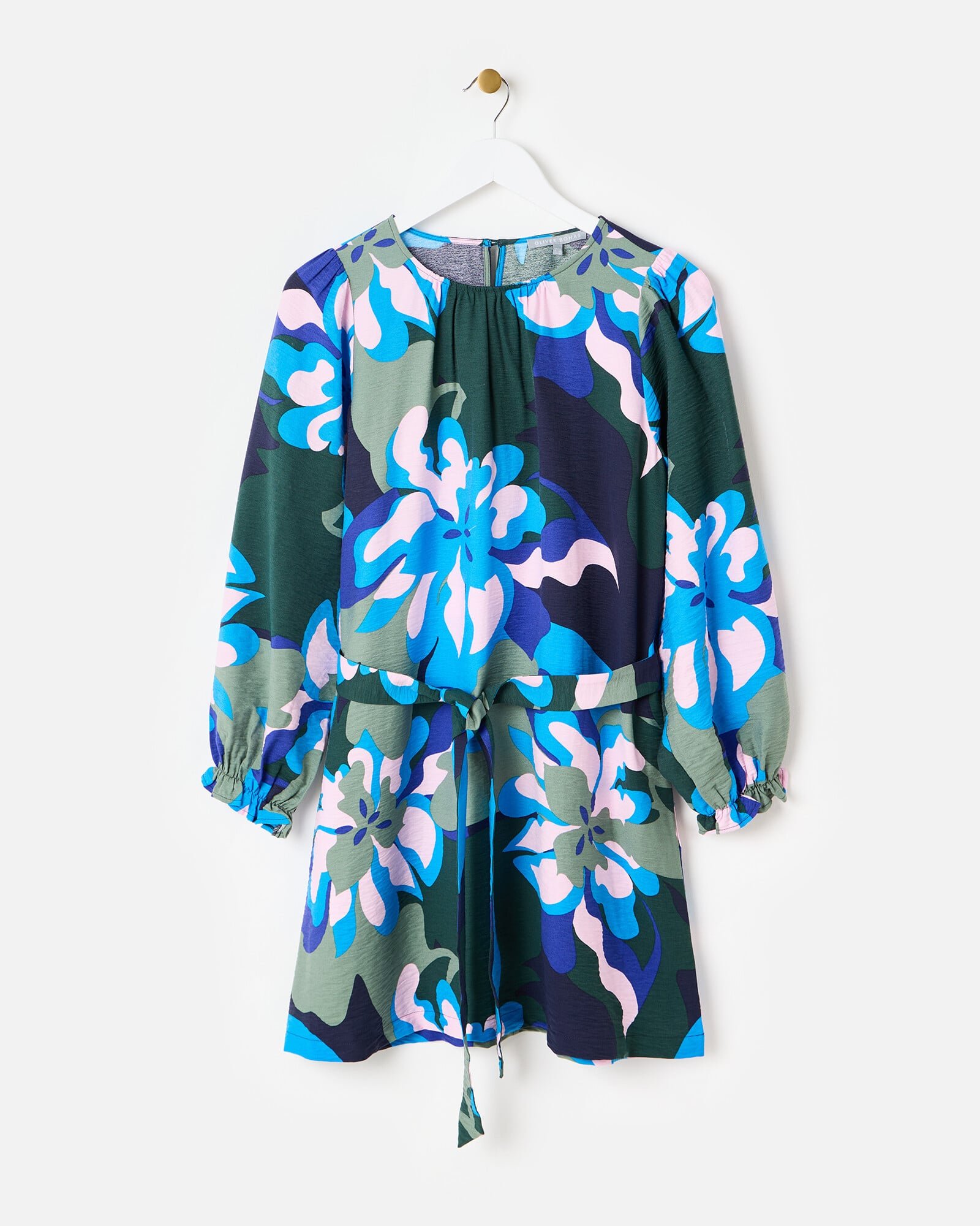 Blue Floral Tie Waist Mini Dress | Oliver Bonas