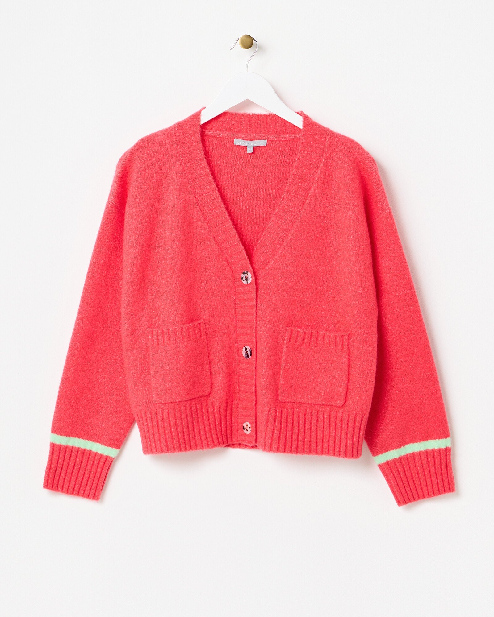 Coral Pink Knitted Cardigan Oliver Bonas