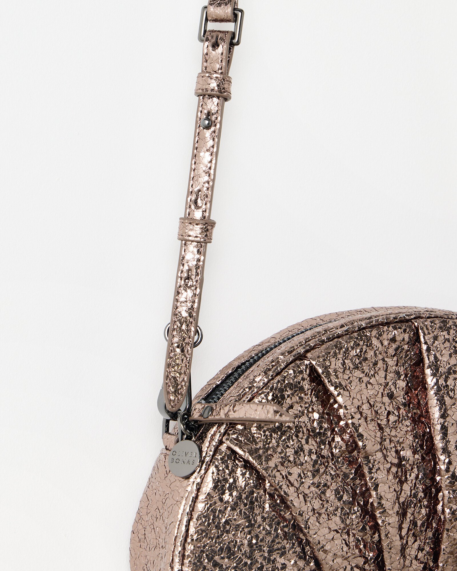 Pewter Metallic Pleated Croissant Clutch Bag | Oliver Bonas