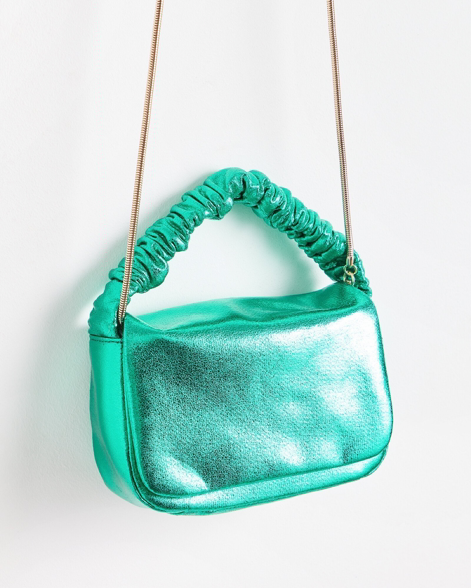 Viv Green Metallic Clutch Bag Oliver Bonas