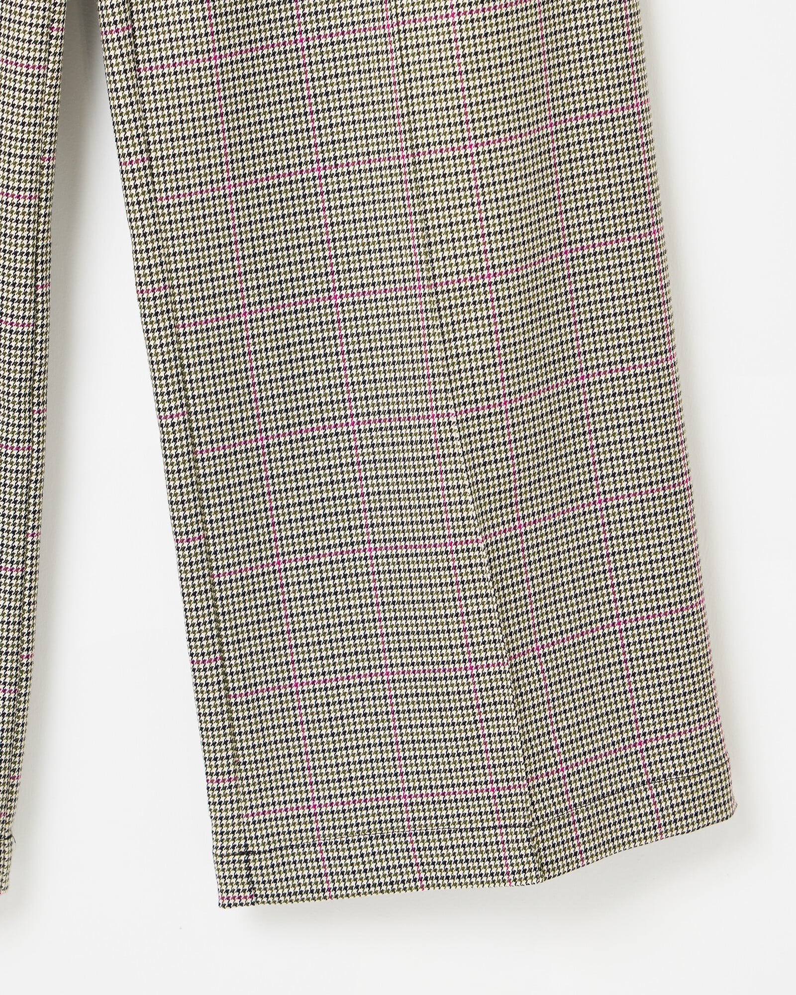 Khaki Green Checked Wide Leg Trousers | Oliver Bonas
