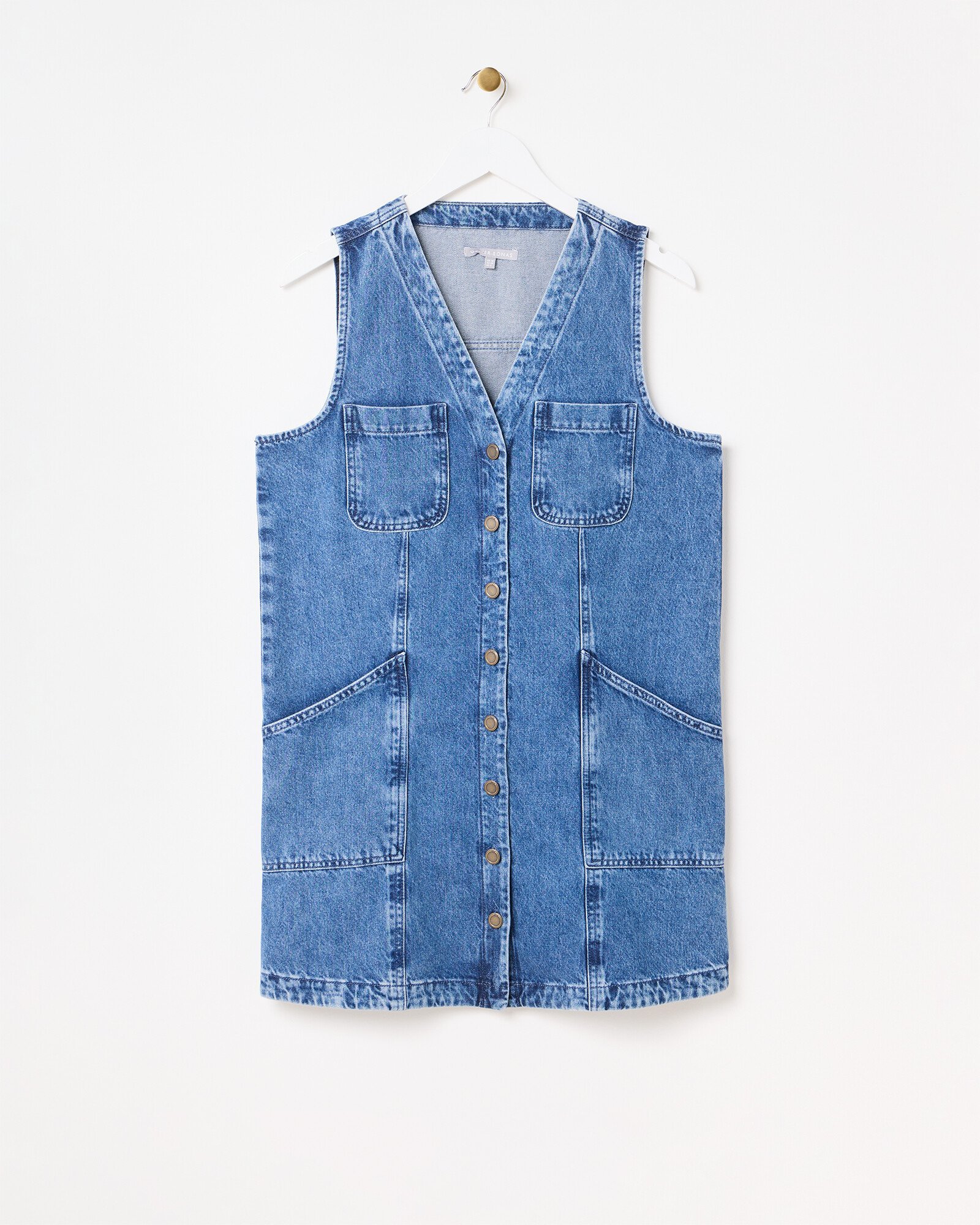 Blue Denim Pinafore Mini Dress Oliver Bonas