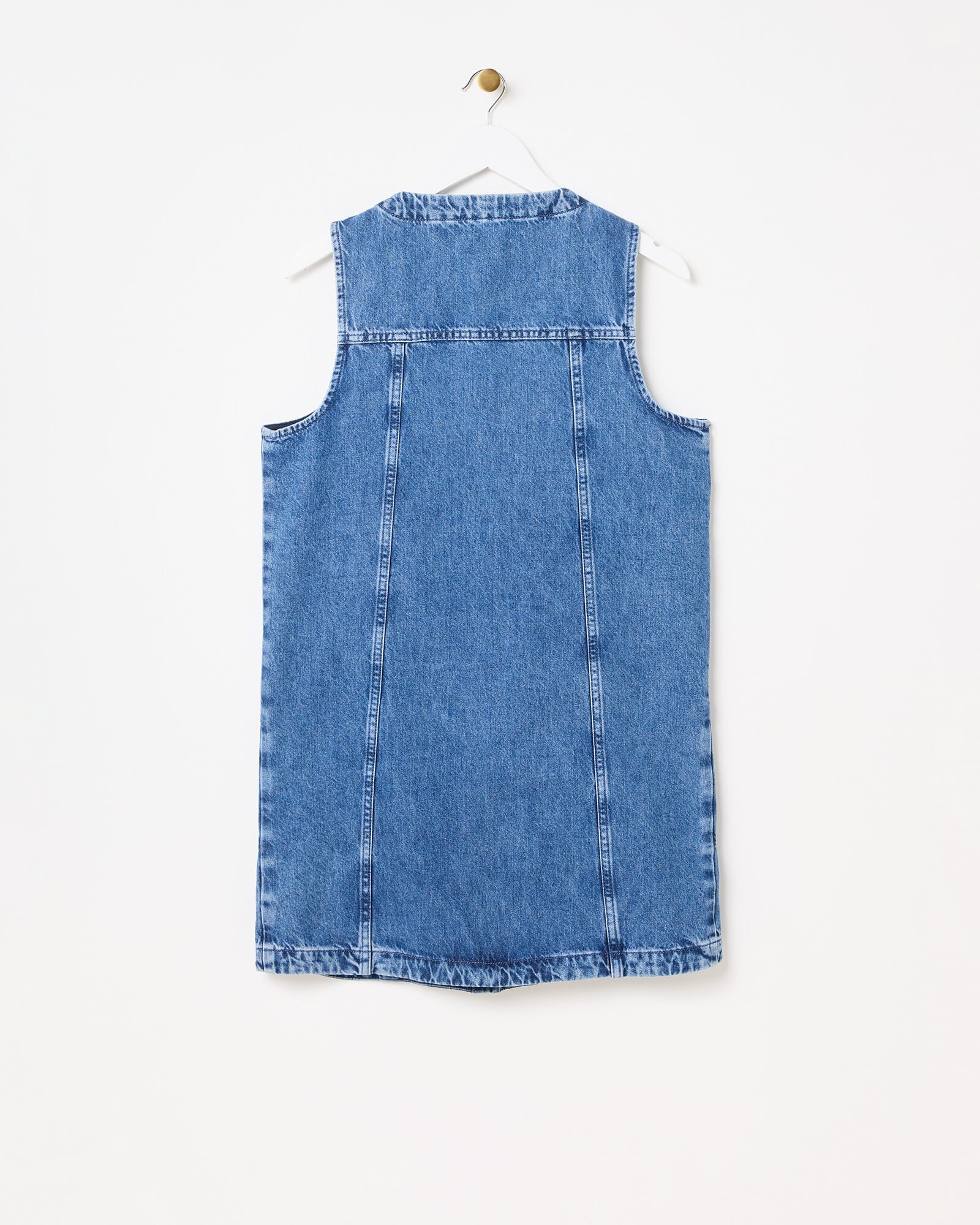 Blue Denim Pinafore Mini Dress | Oliver Bonas
