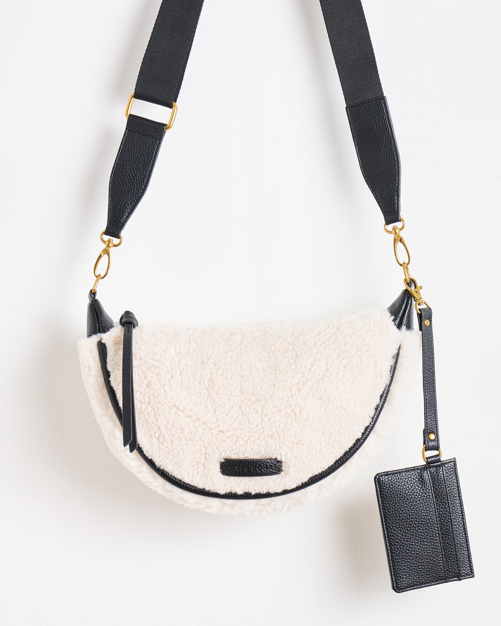 Betty Cream Faux Shearling Crossbody Belt Bag Oliver Bonas
