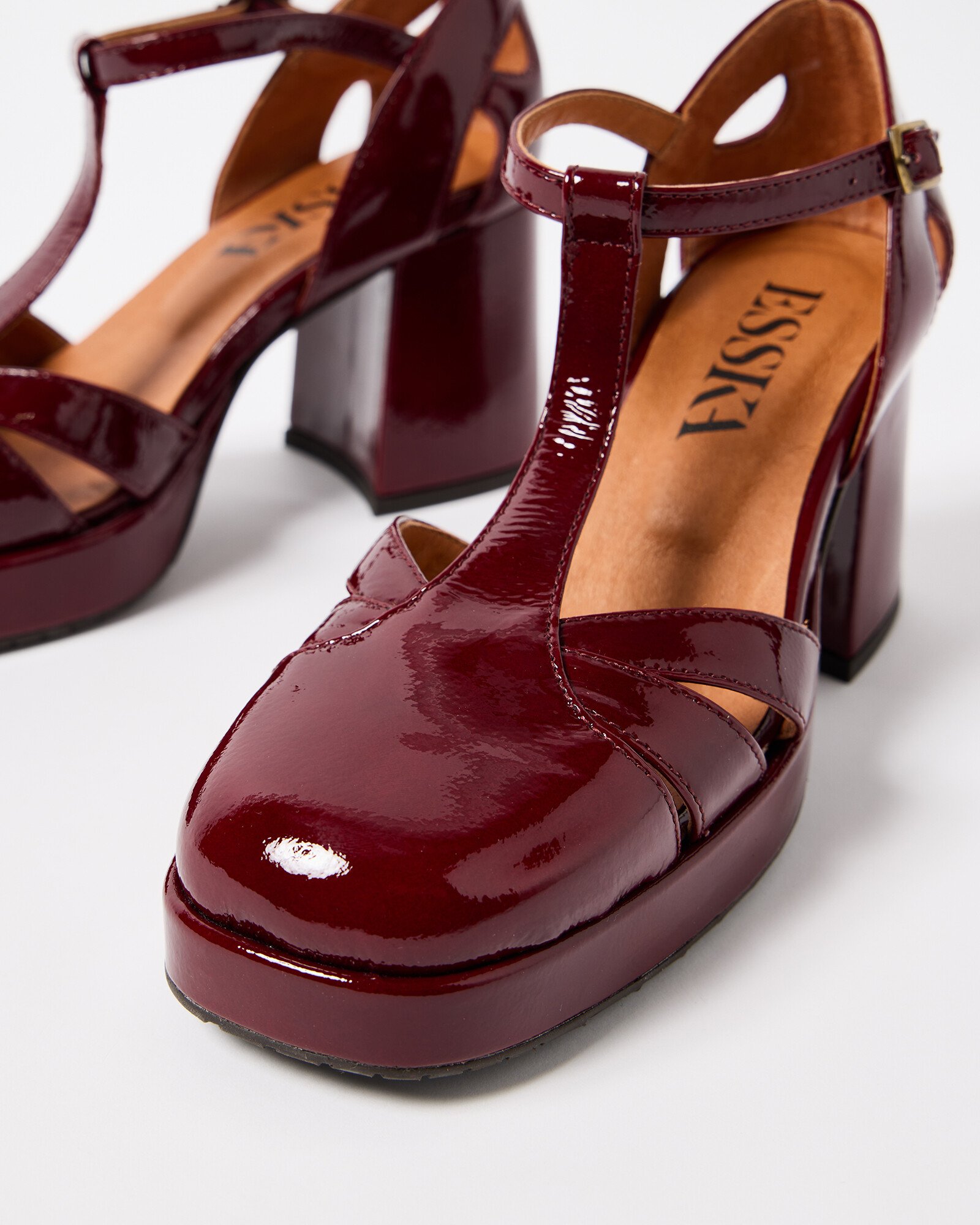 Esska Chaza Red Patent Leather Heeled Sandals | Oliver Bonas