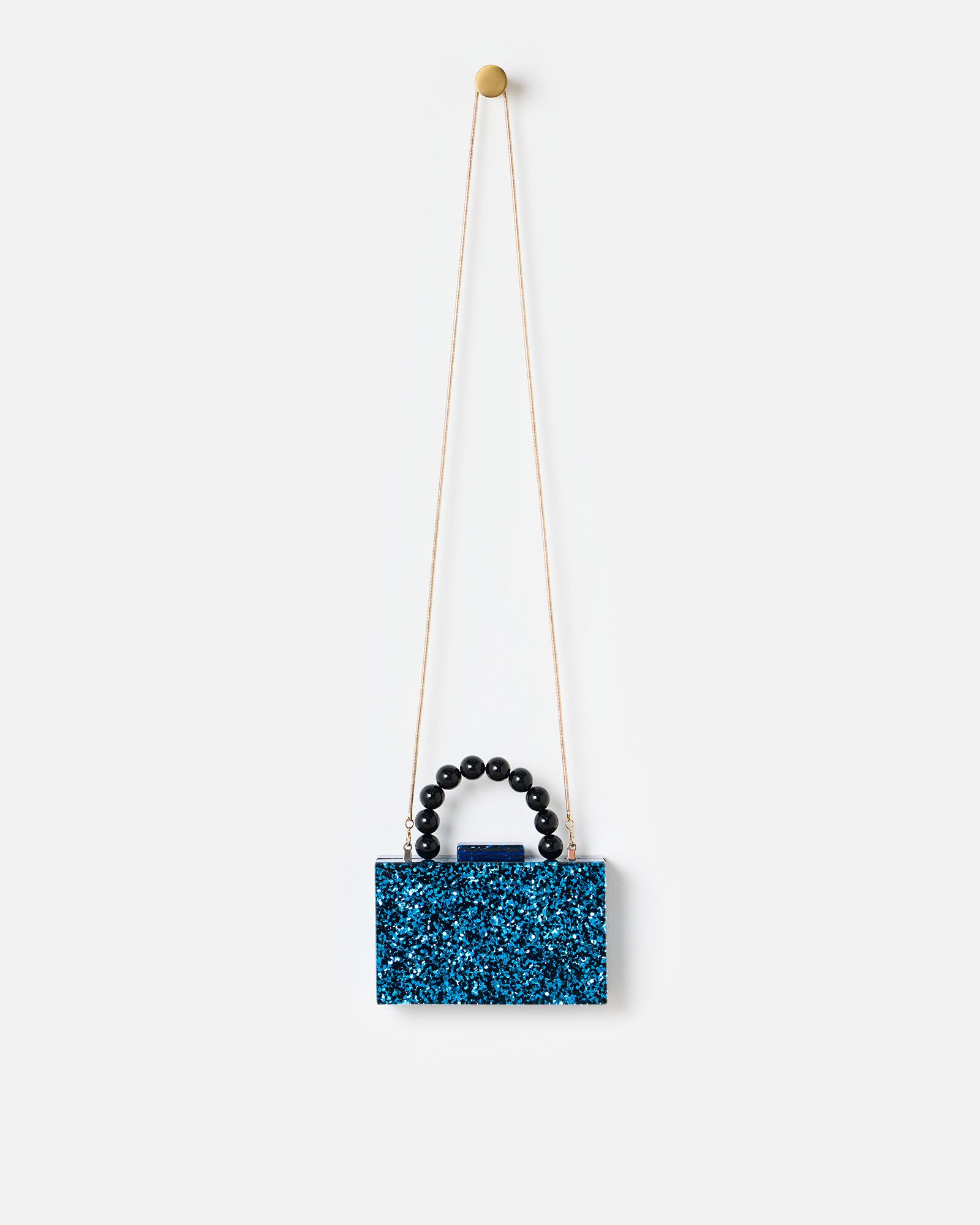 Blue Glitter Box Clutch Bag | Oliver Bonas