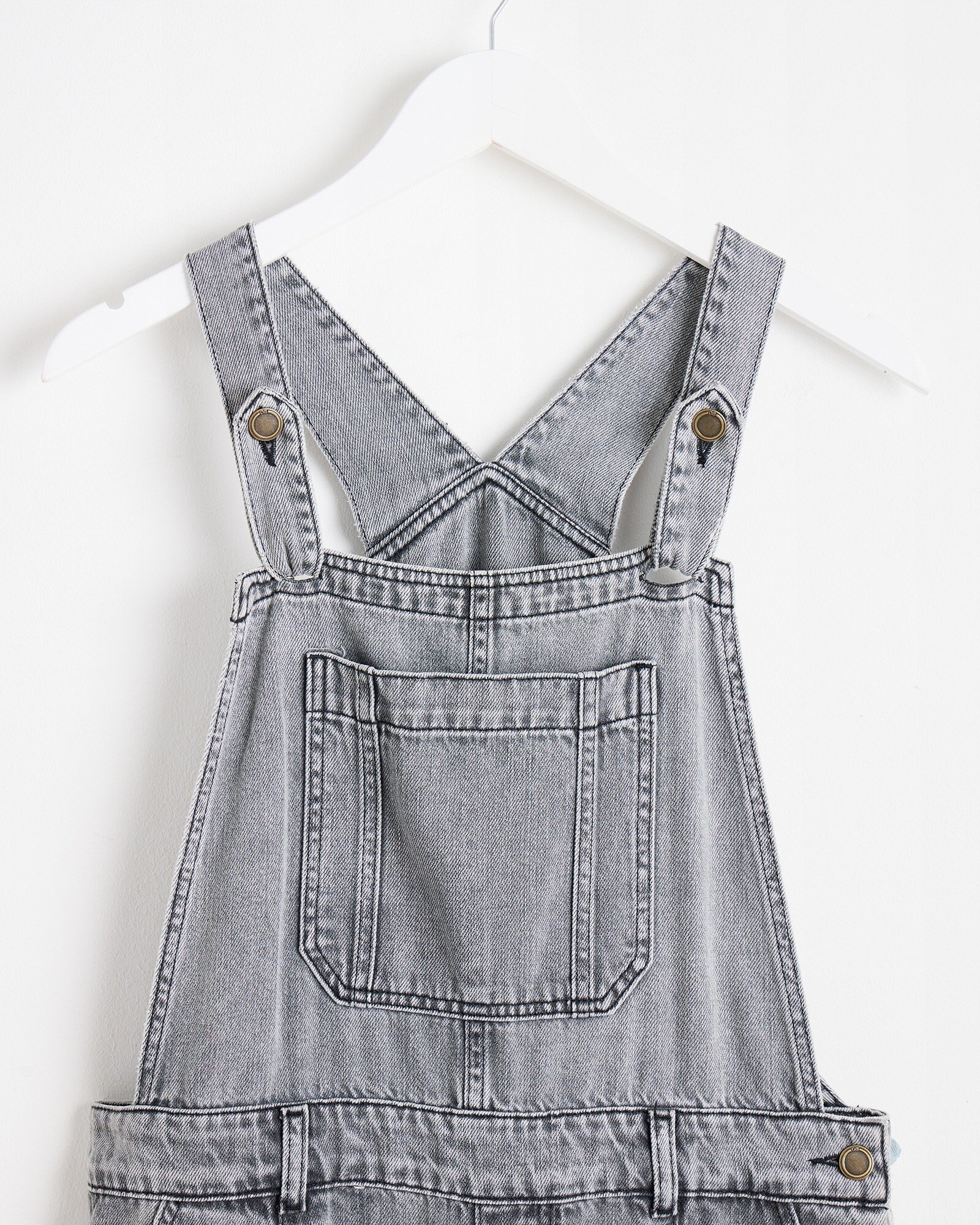 Washed Light Grey Denim Dungarees | Oliver Bonas