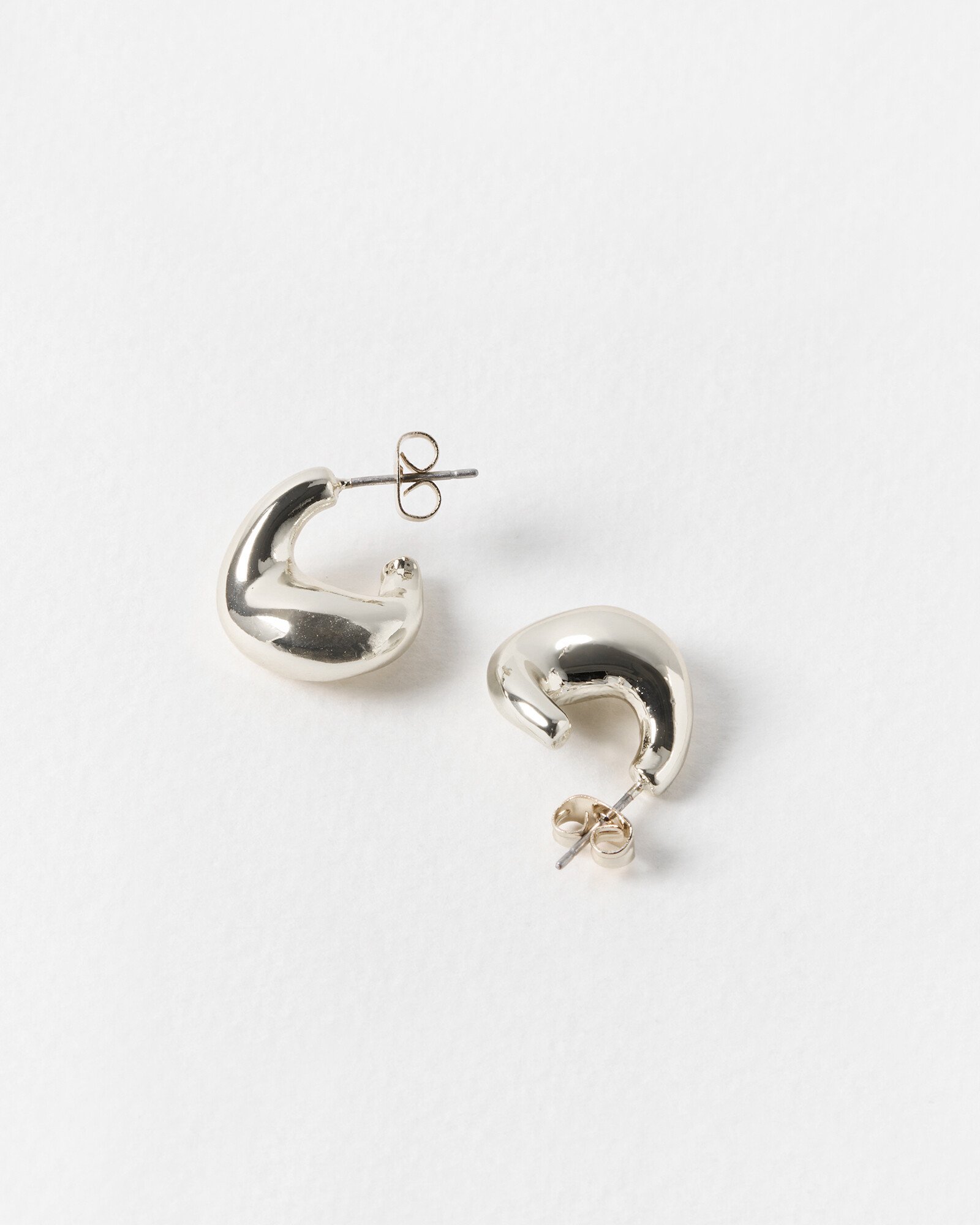Mary Silver Tone Teardrop Chunky Hoop Earrings | Oliver Bonas
