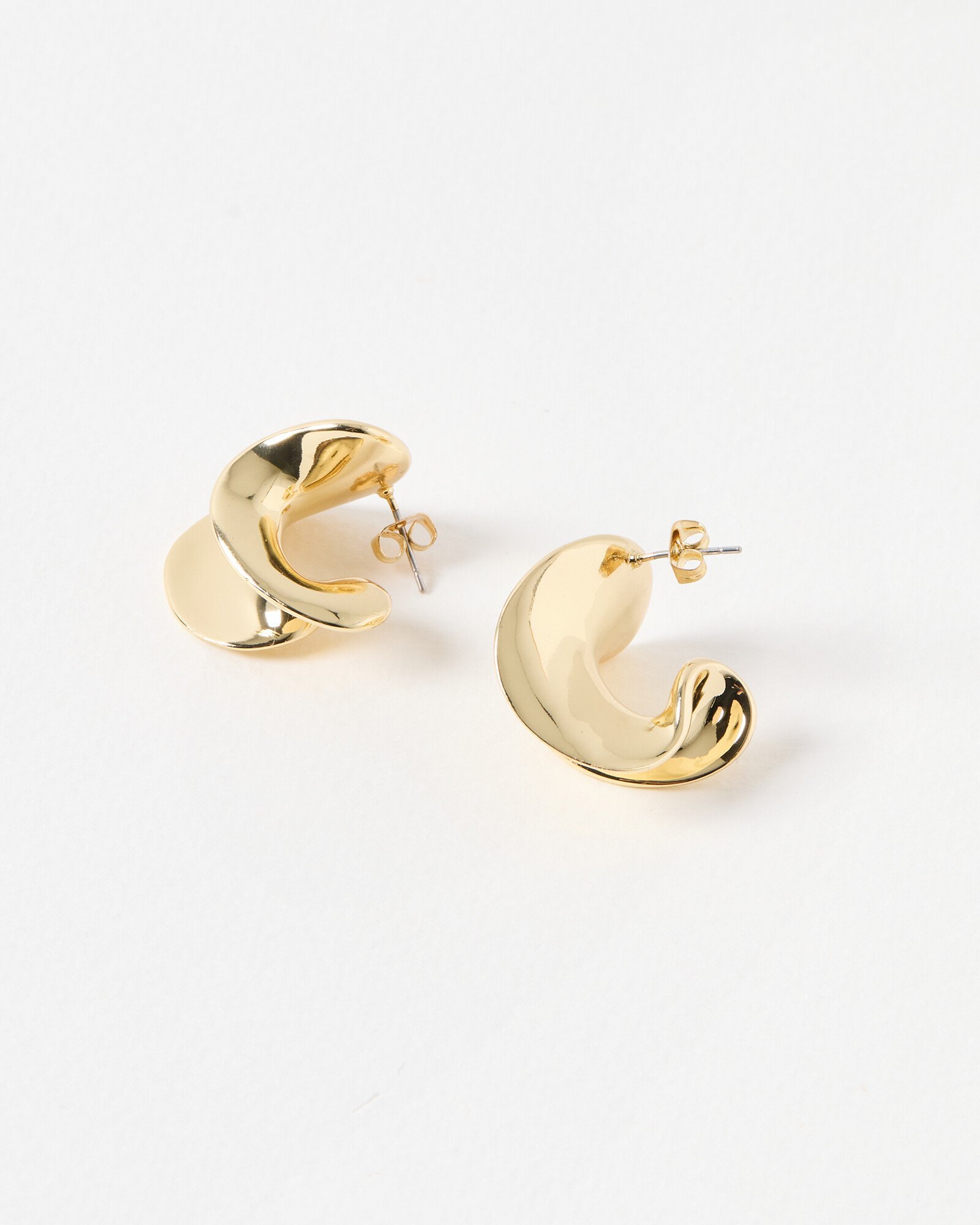 Arden Warped Gold Tone Chunky Statement Earrings Oliver Bonas