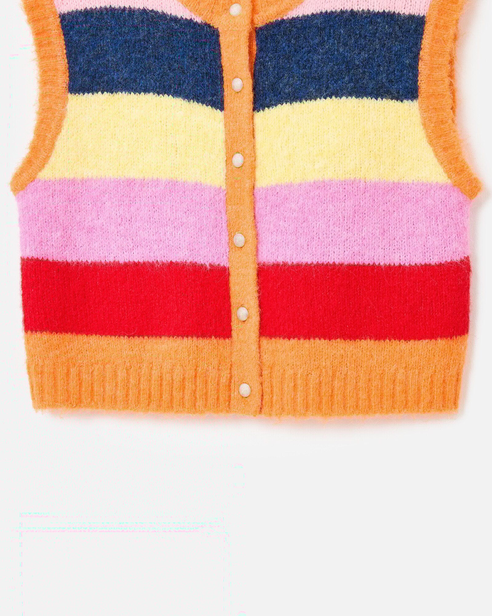 Striped Fluffy Button Up Knitted Waistcoat Oliver Bonas - Main Image