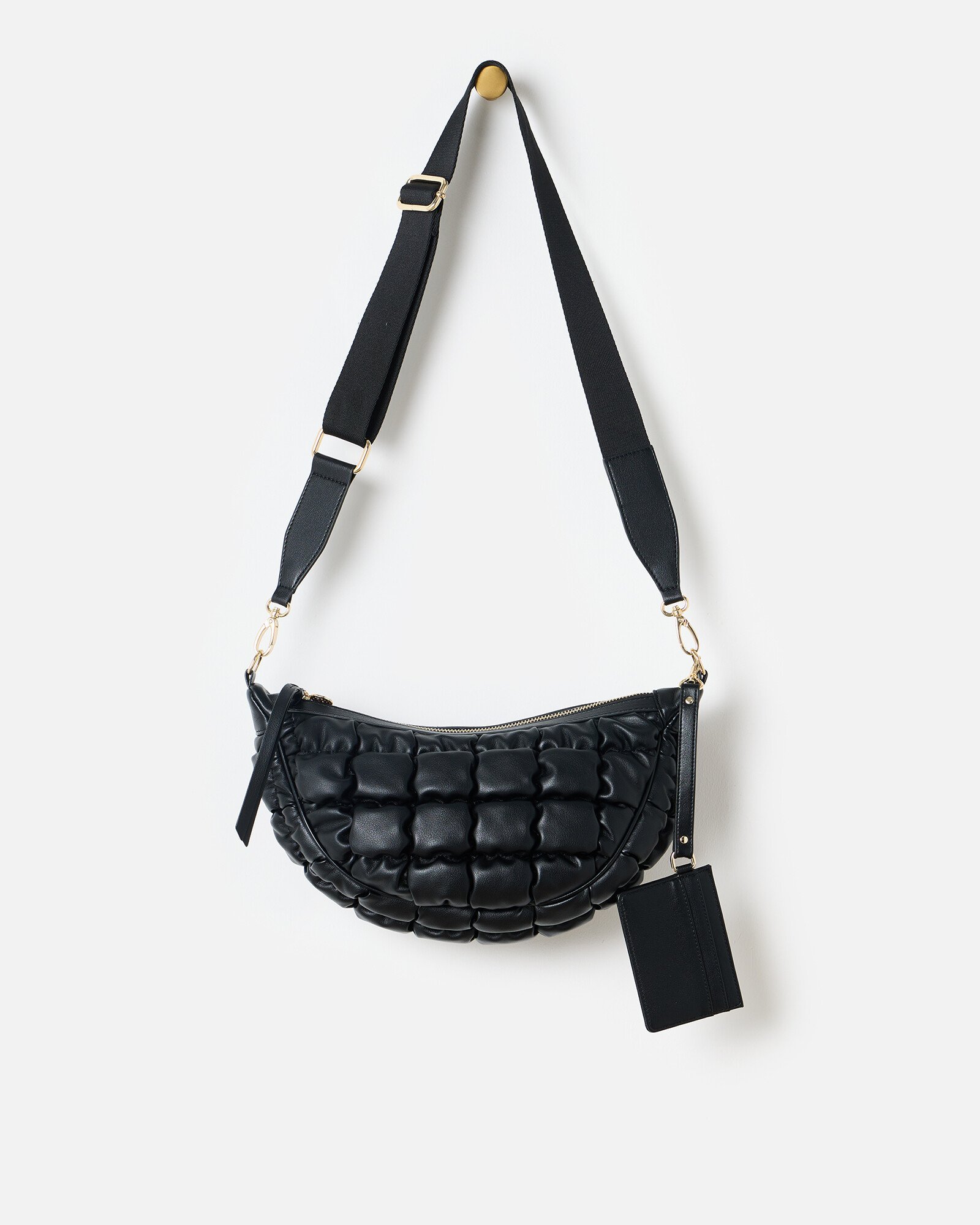 Betty Black Quilted Puffy Belt Bag Oliver Bonas - Main Image