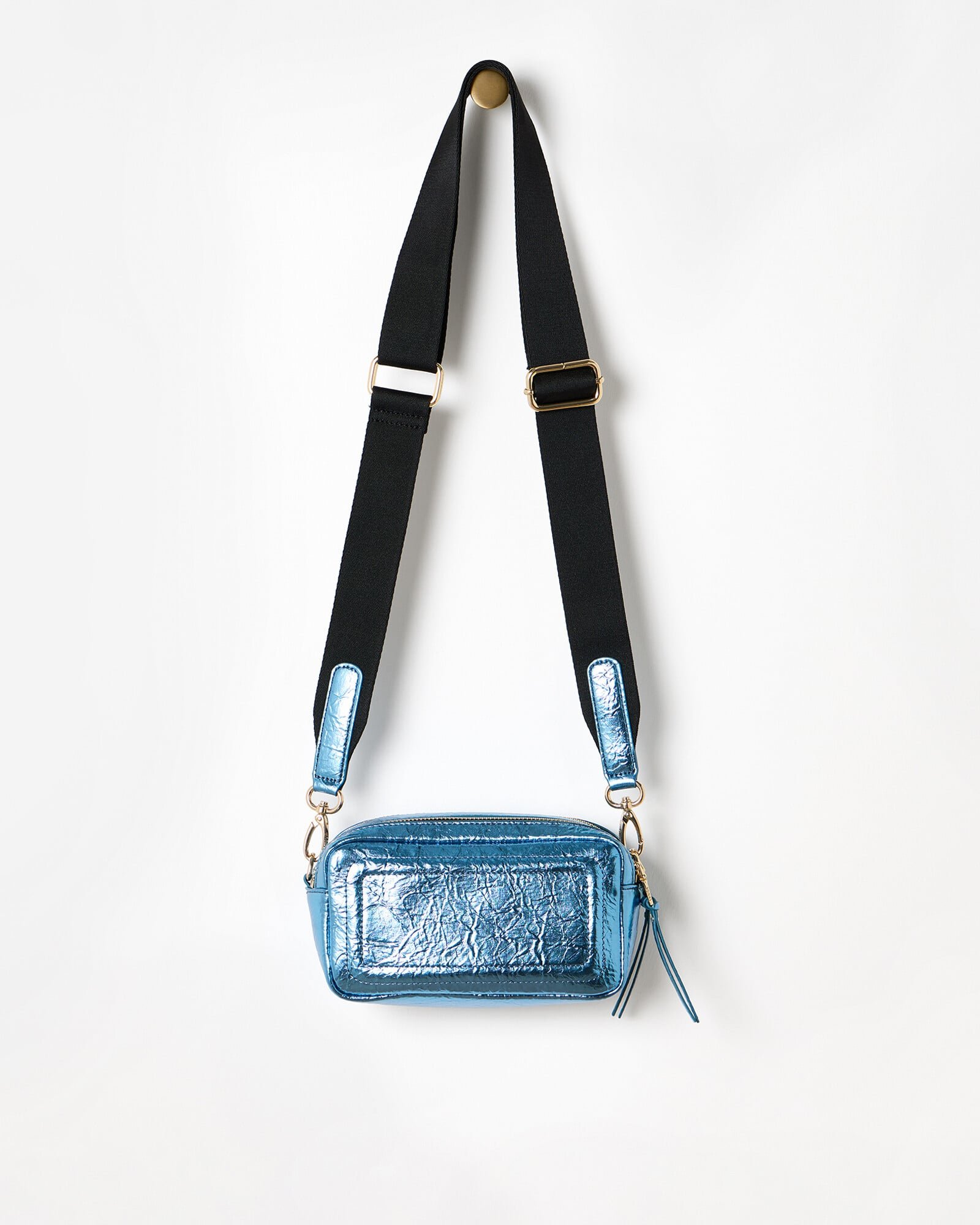 Simen Metallic Blue Crossbody Bag Small | Oliver Bonas