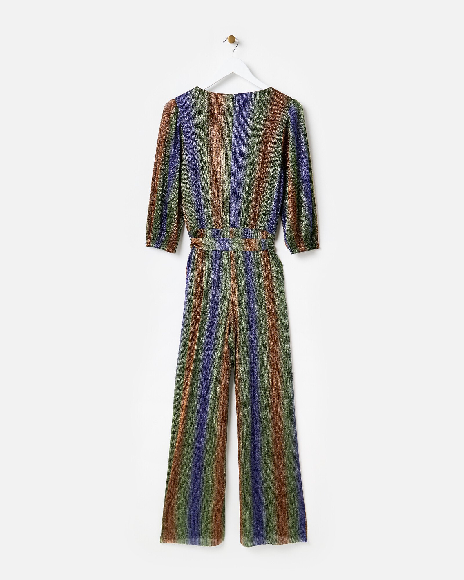 Metallic Green Striped Sparkly Jumpsuit Oliver Bonas