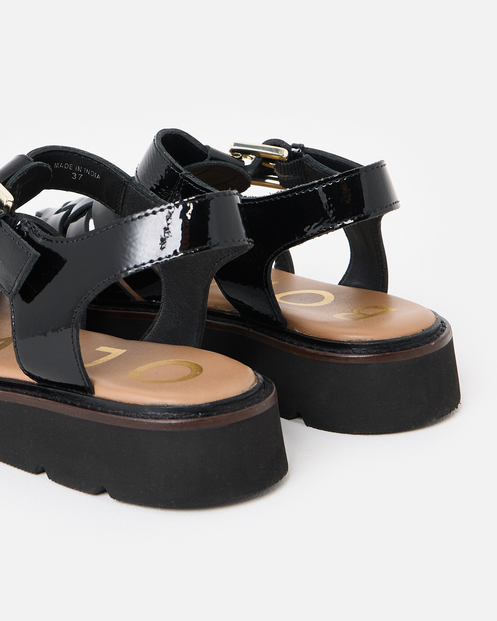 Black Patent Weave Fisherman Sandals Oliver Bonas