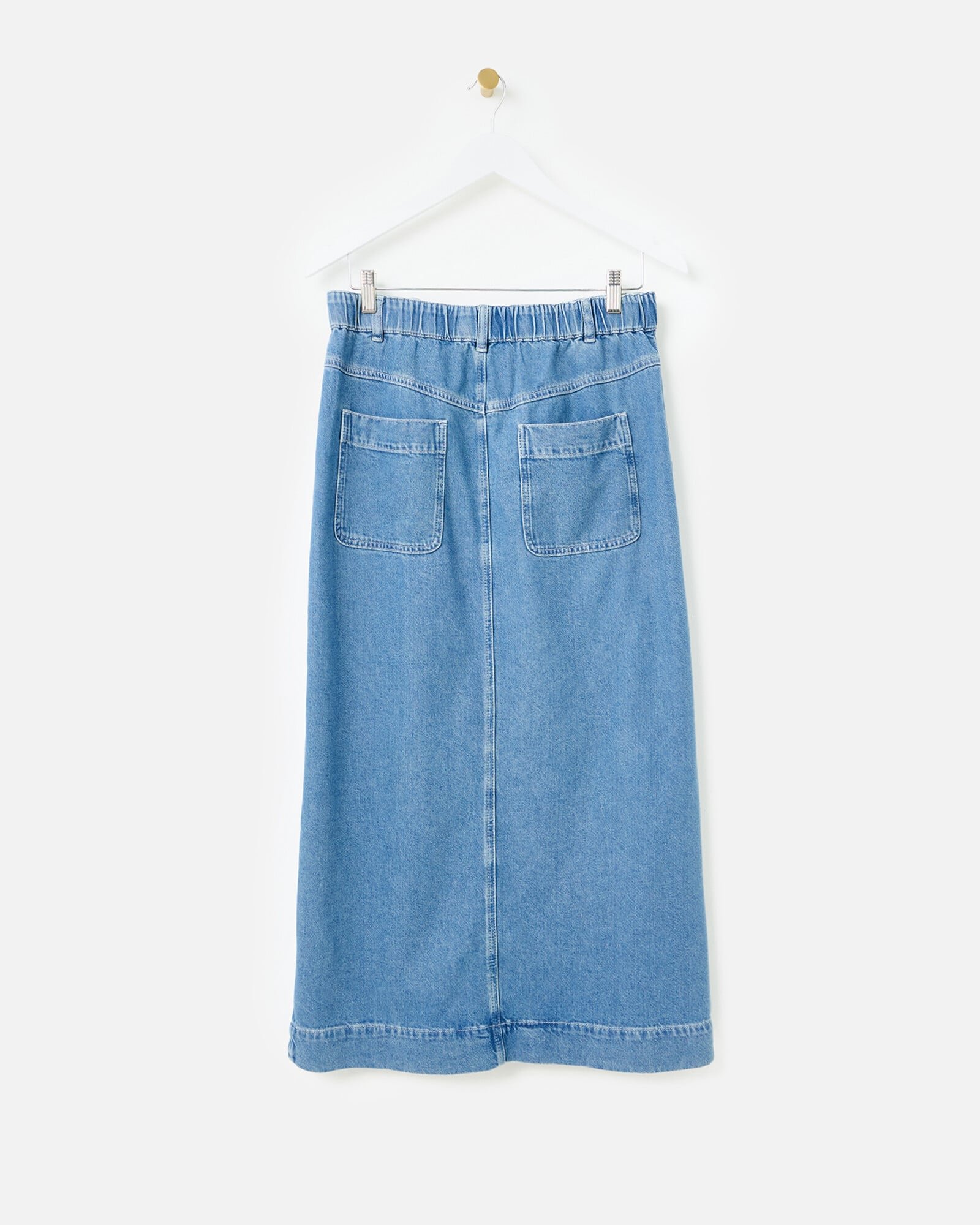 Light Blue Chambray Midi Denim Skirt | Oliver Bonas