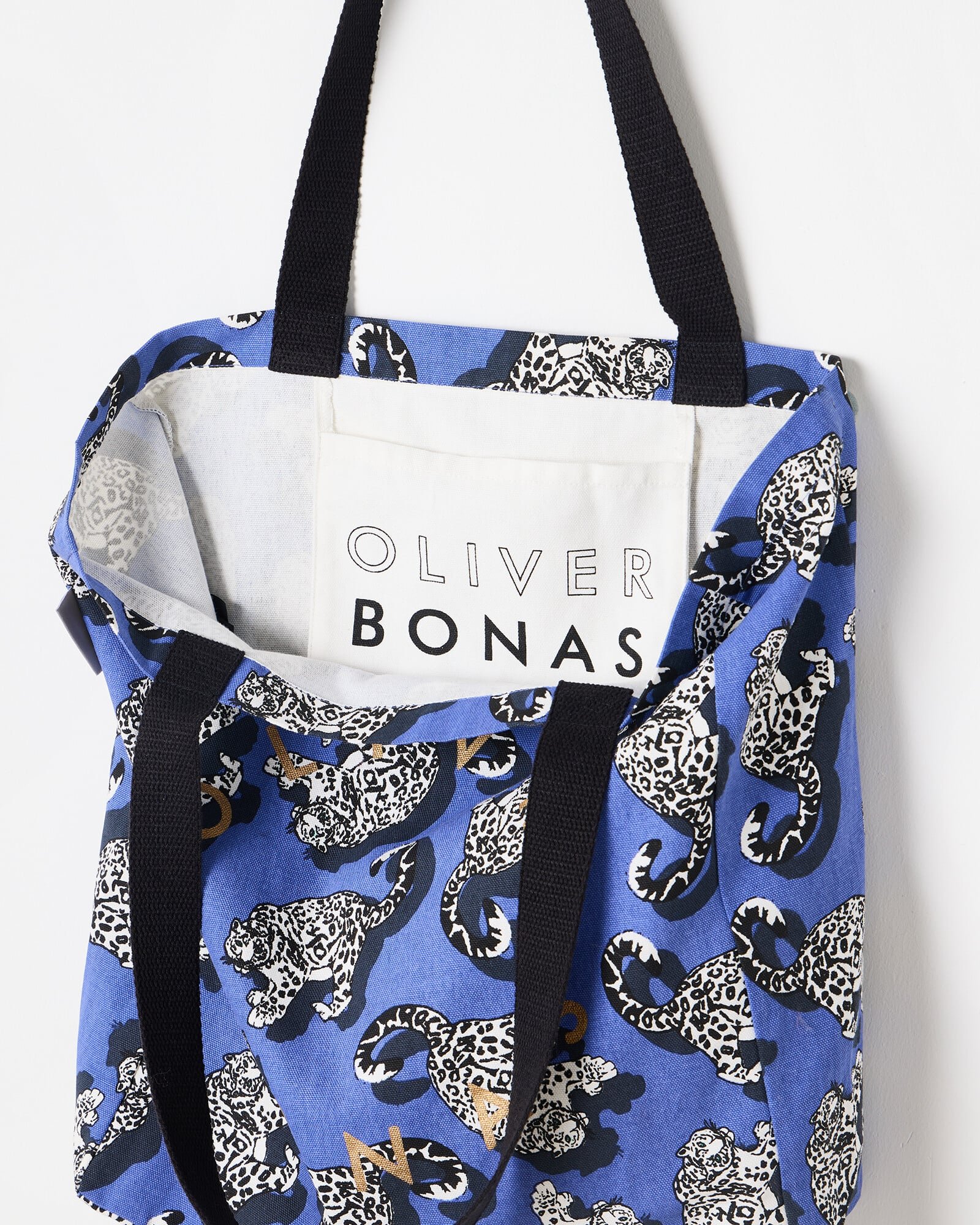 Blue Snow Leopard Fabric Tote Bag | Oliver Bonas