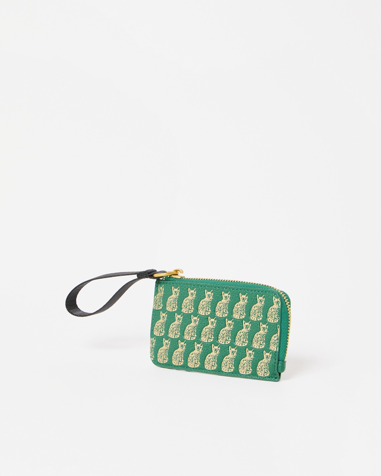 Green Cat Zip Around Card Holder | Oliver Bonas