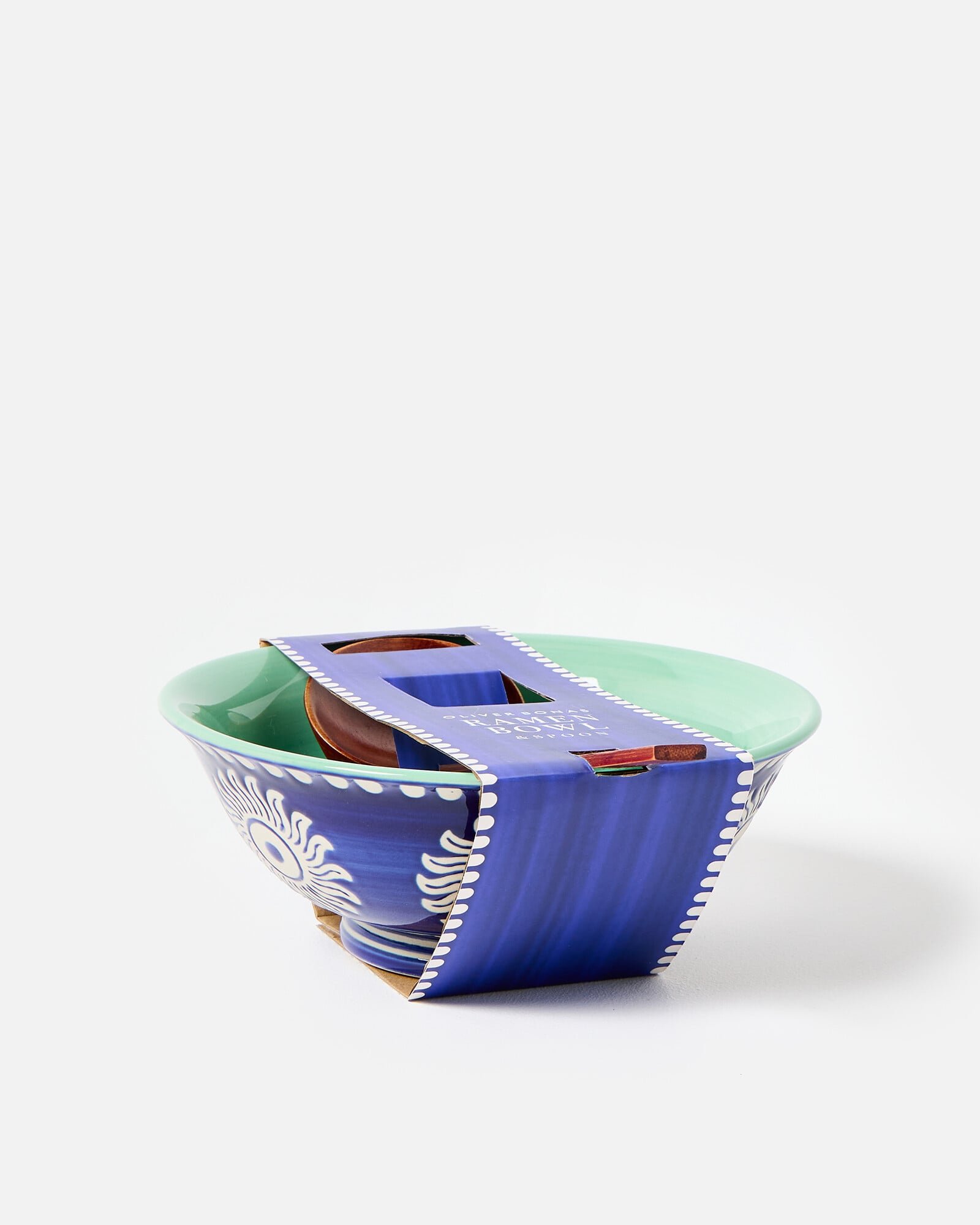 Blue Soleil Ramen Bowl & Wooden Spoon | Oliver Bonas