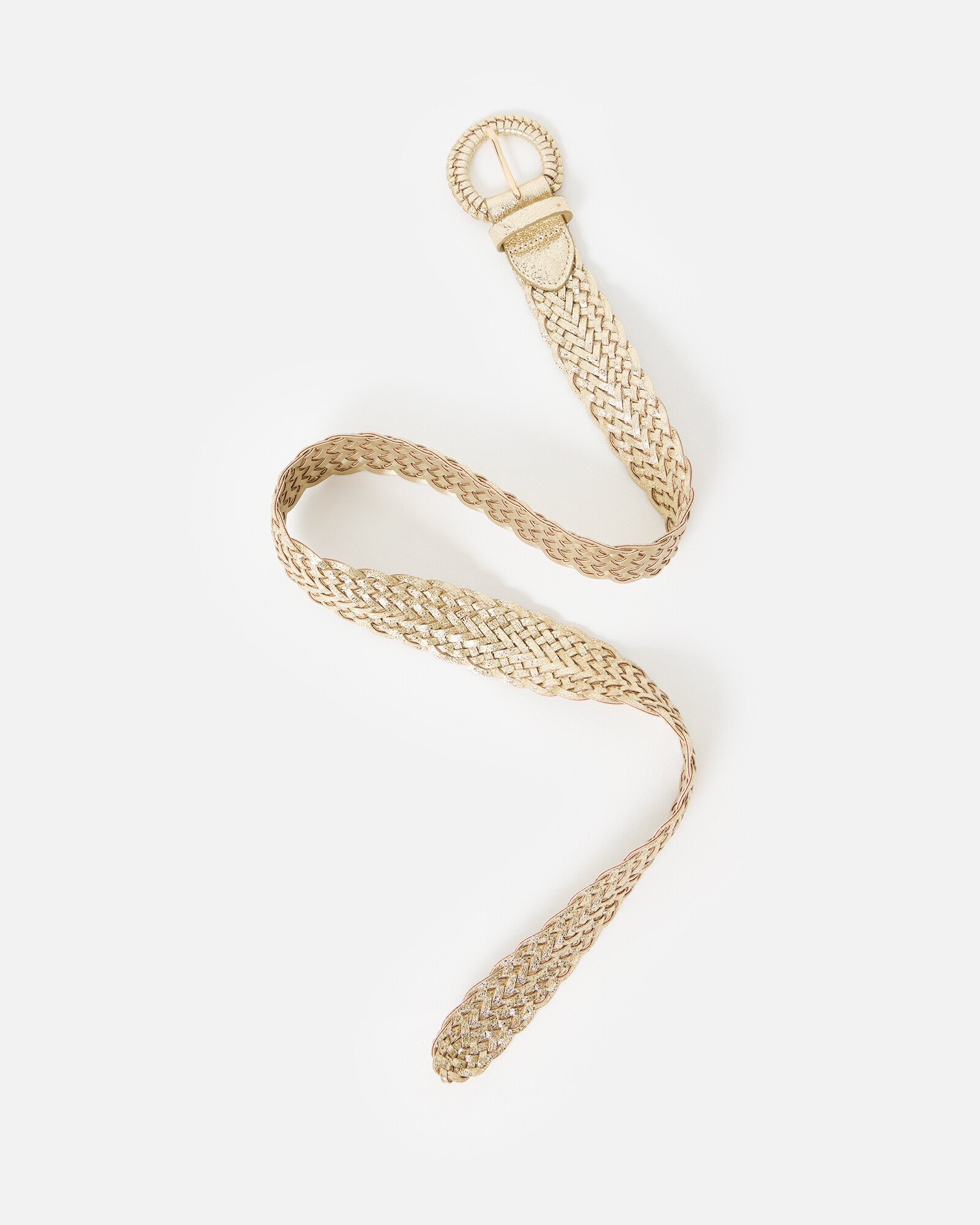 Gold Metallic Braided Weave Jeans Belt Oliver Bonas IE
