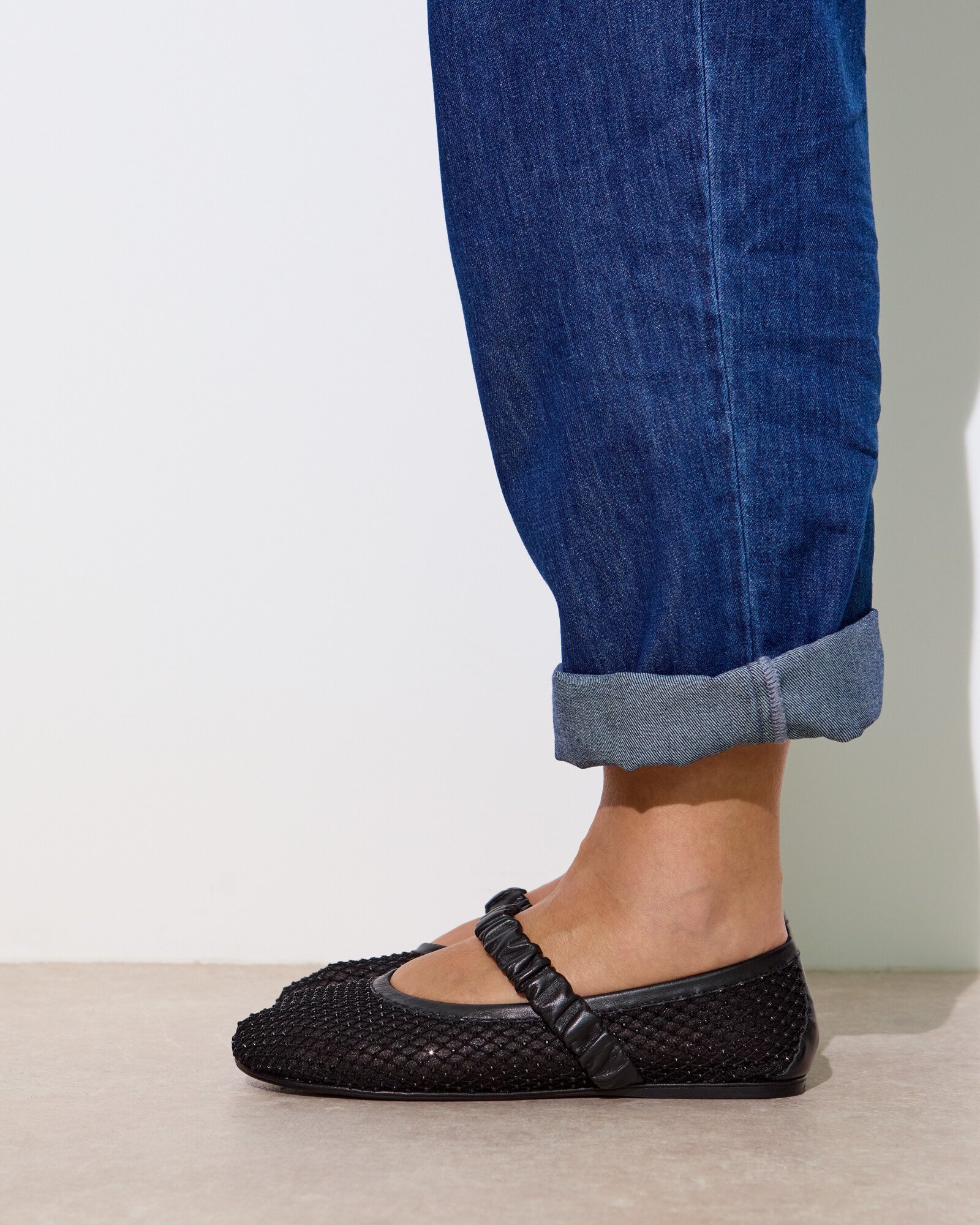 Black Sparkle Mesh Ballet Flats Oliver Bonas