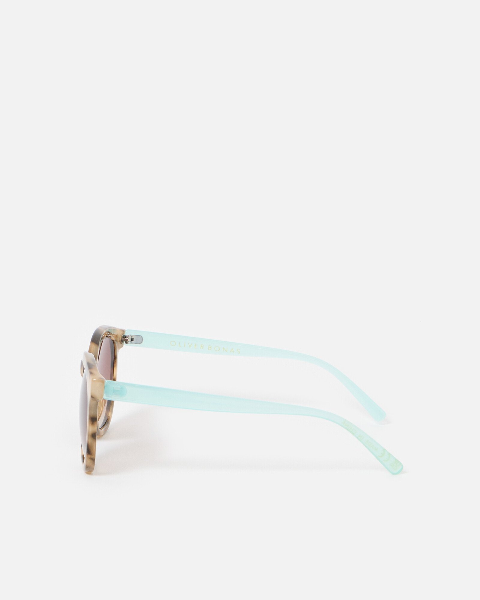 Preppy Faux Tortoiseshell Aqua Blue Round Sunglasses Oliver Bonas