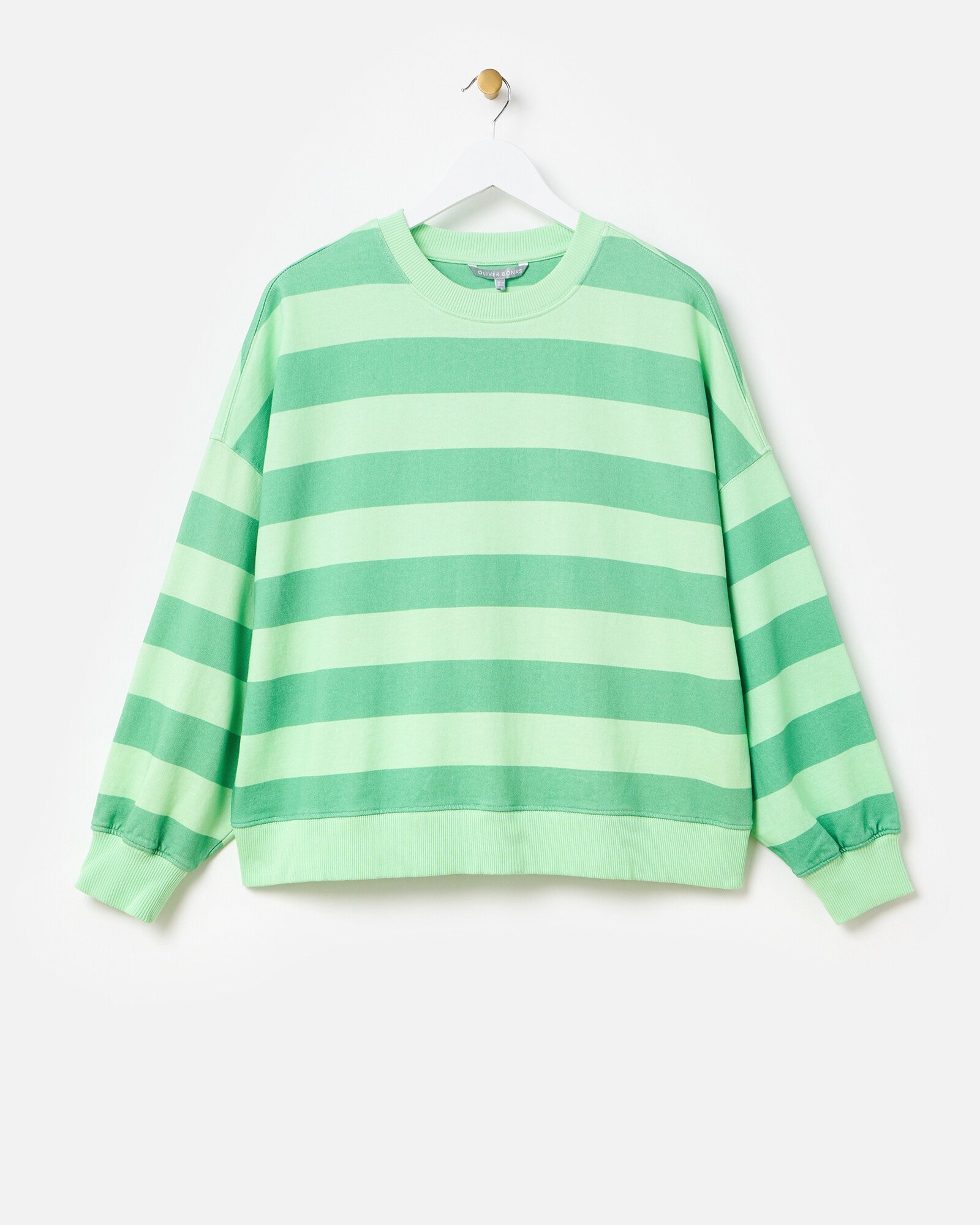 Green Striped Washed Sweatshirt Oliver Bonas