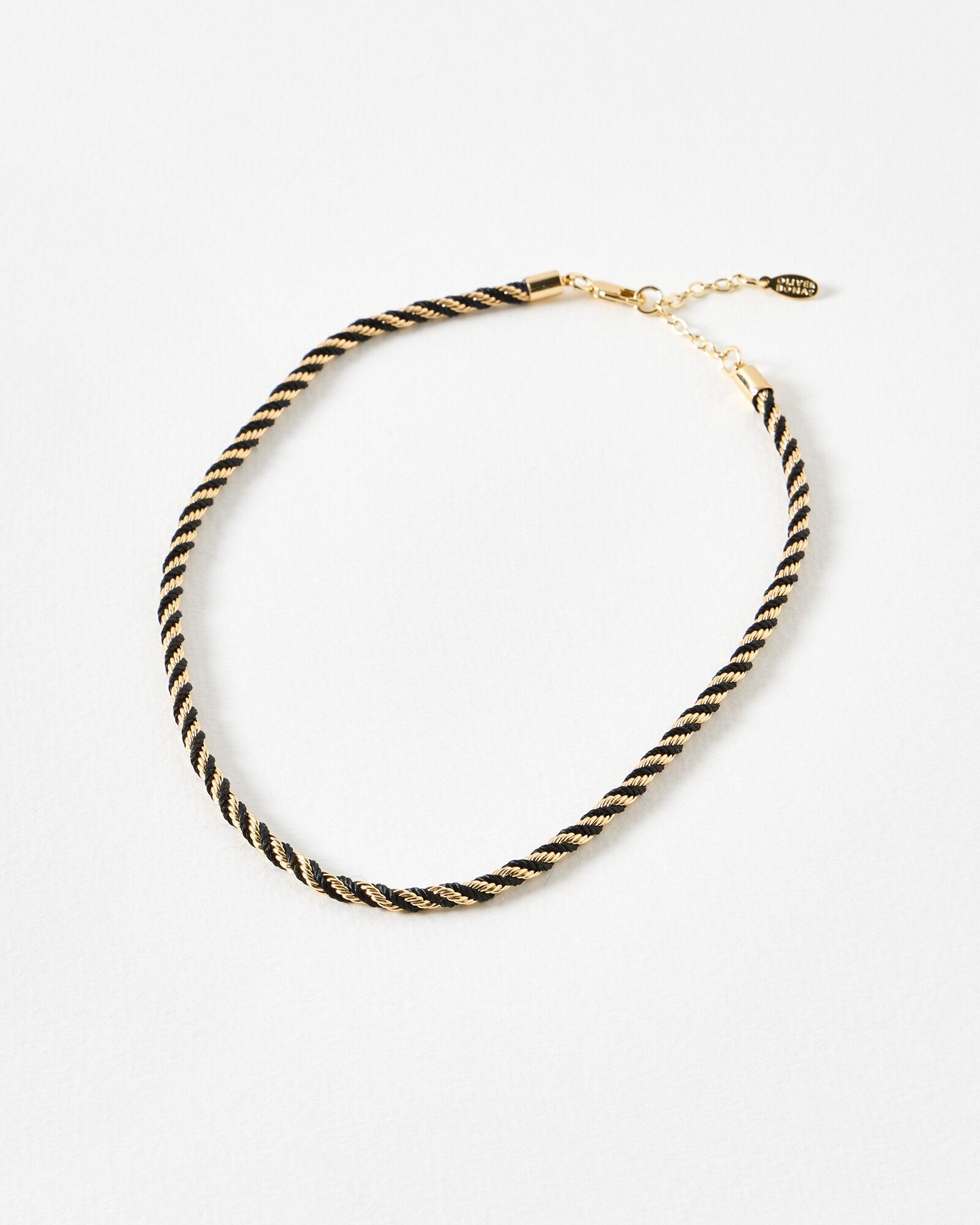 Nancy Twisted Black Gold Tone Rope Chain Necklace Oliver Bonas