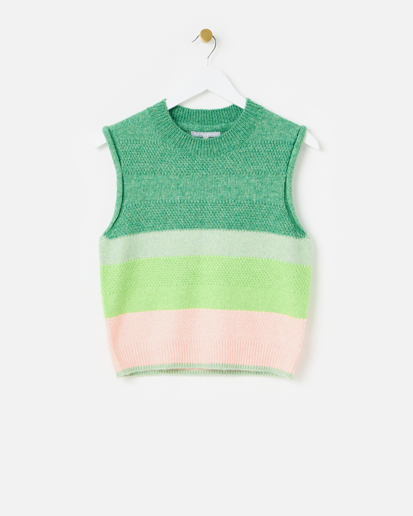 トップス Gradient Stripe Vest / Green Knitted multi stripe vest in green | Topshop