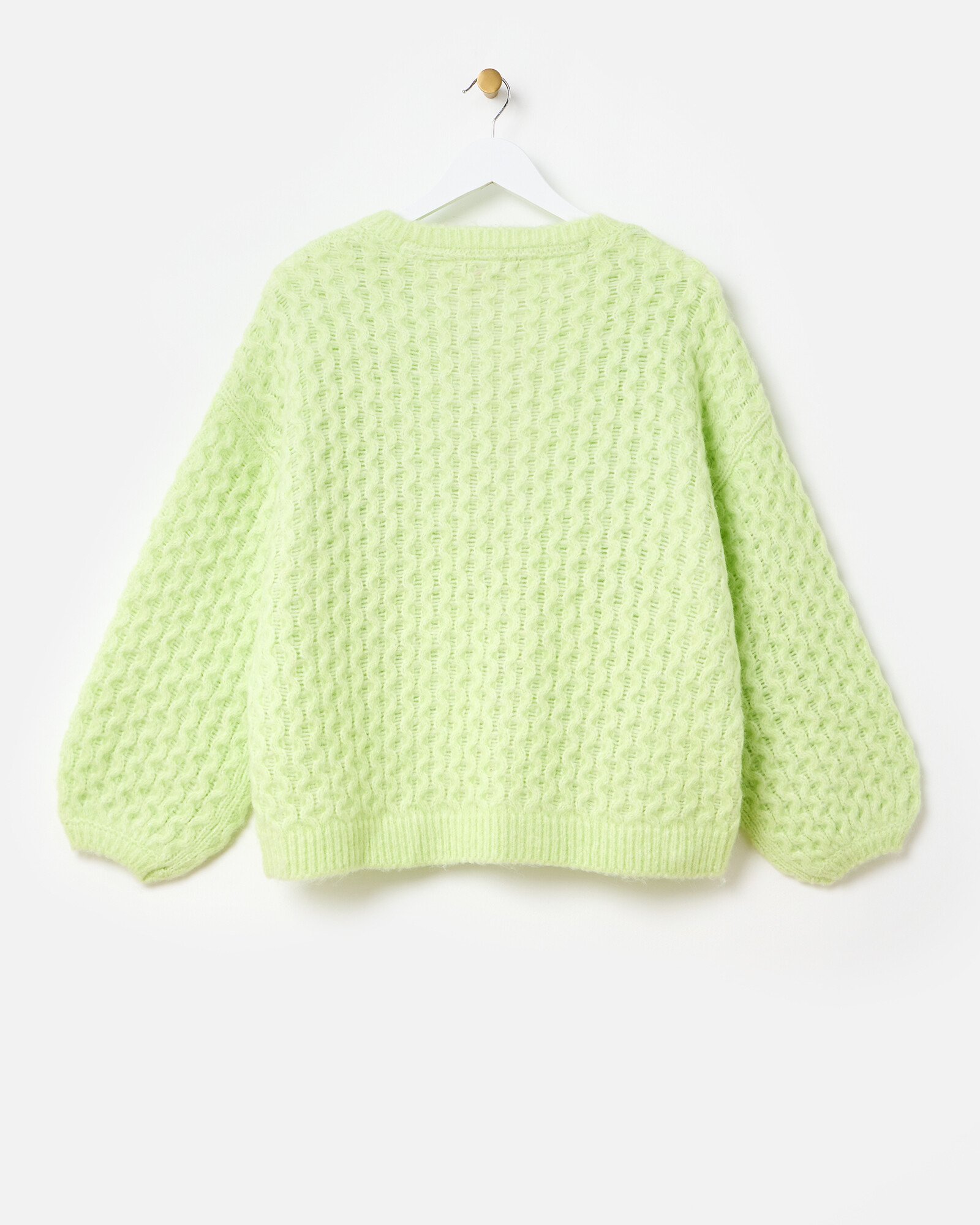Lime Green Open Front Chunky Knitted Cardigan Oliver Bonas