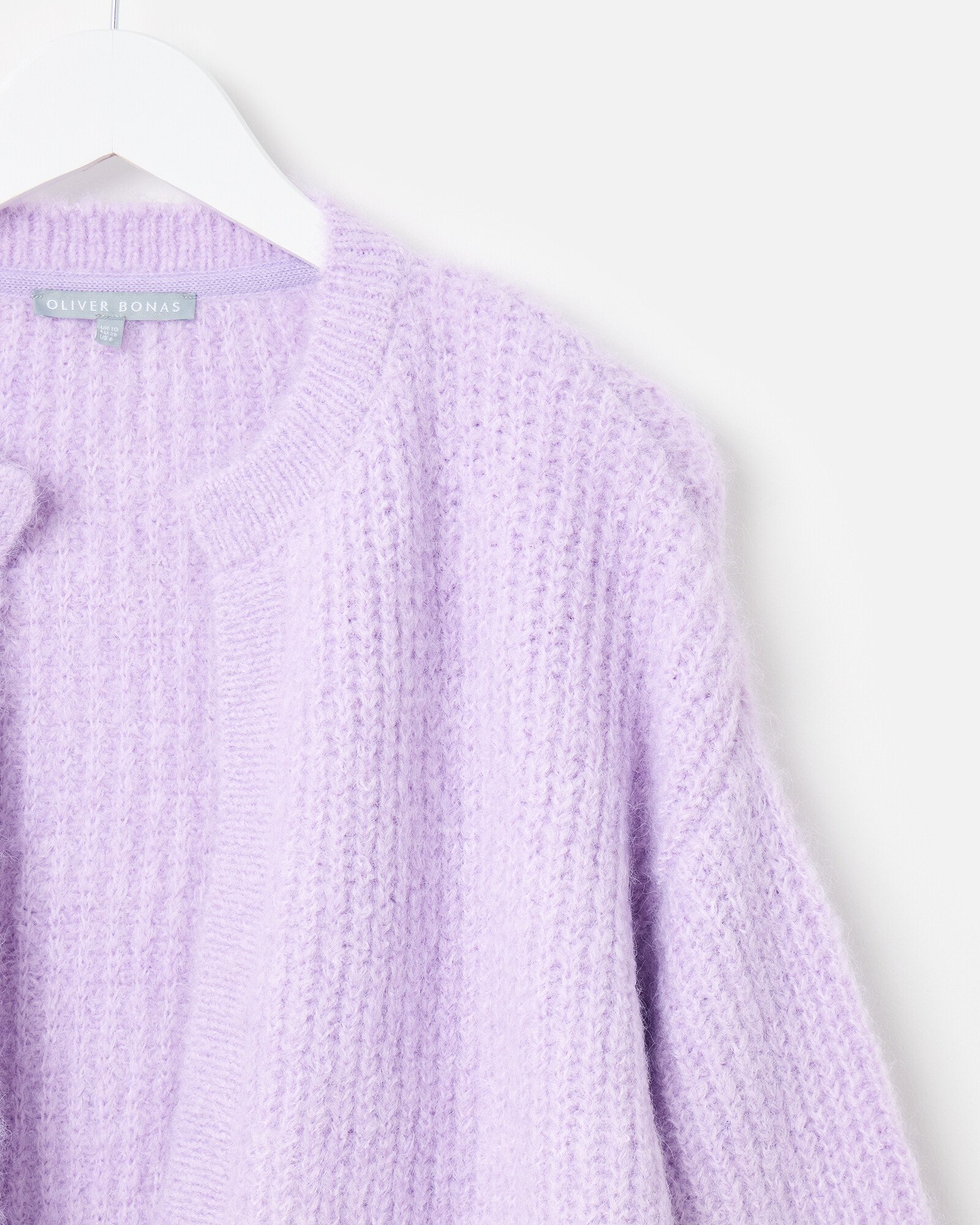 Lilac Purple Open Front Knitted Cardigan | Oliver Bonas