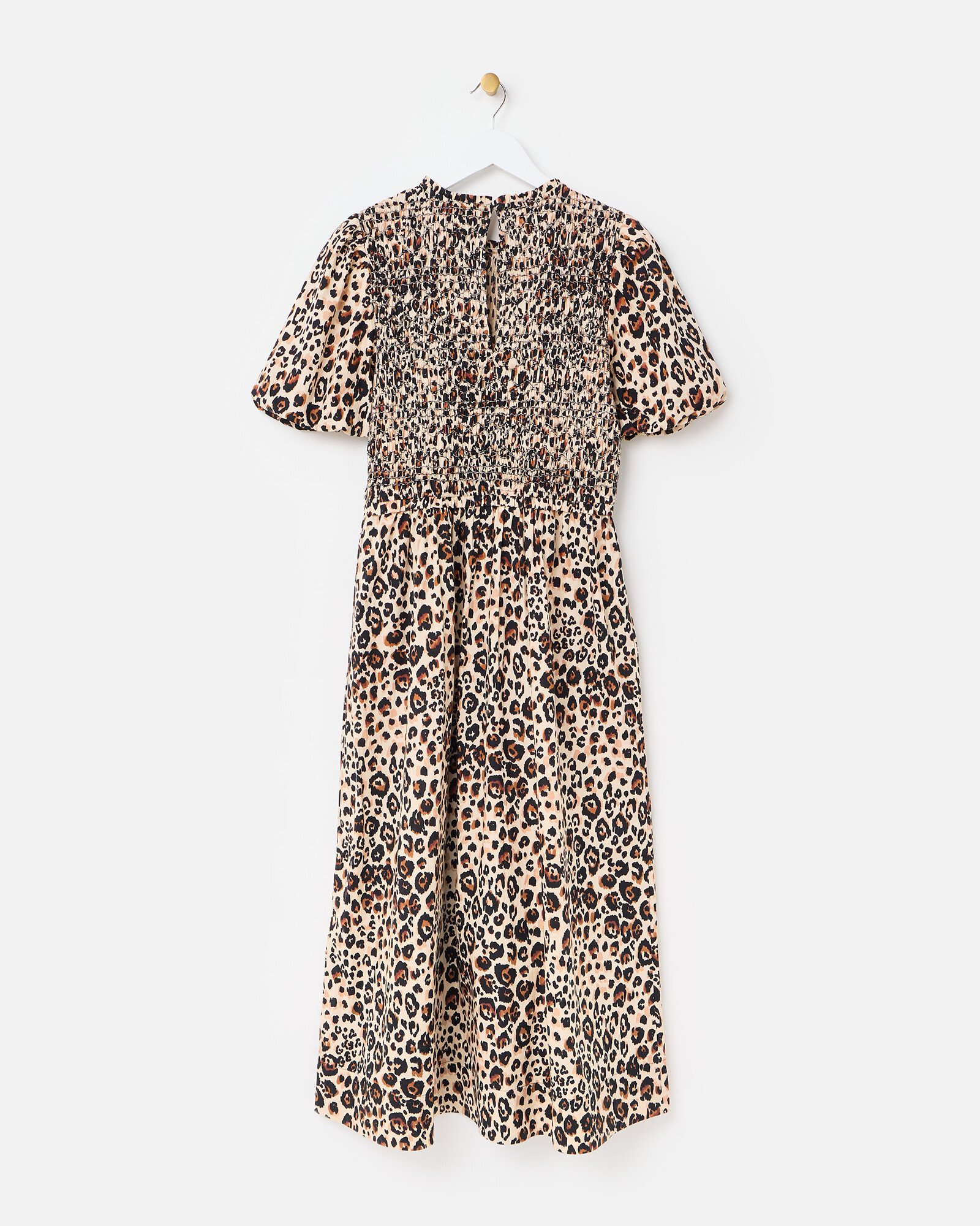 Puff Sleeve Midi Leopard Print Dress Oliver Bonas