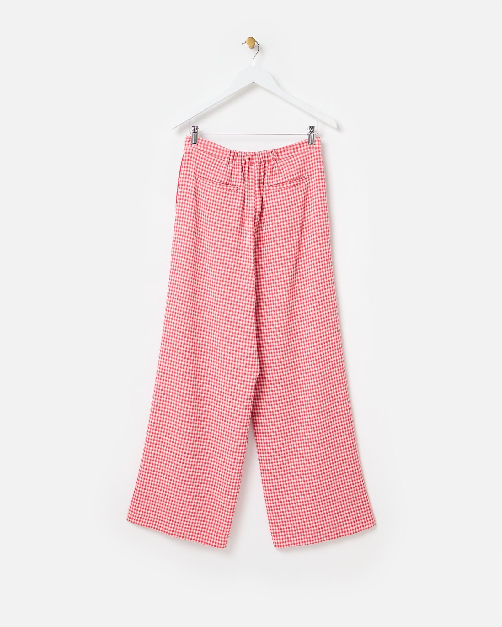 Red Gingham Wide Leg Trousers | Oliver Bonas