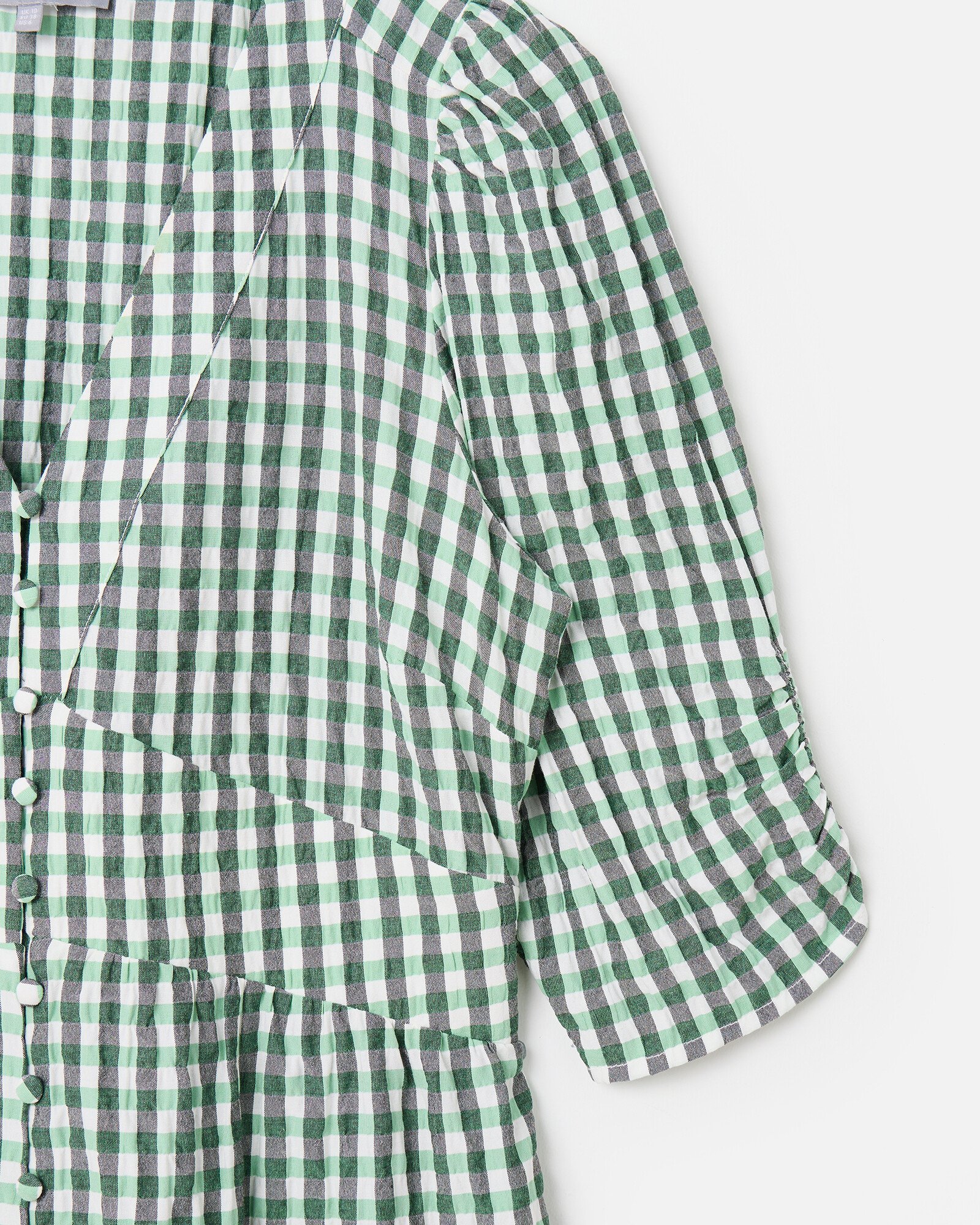 Green Gingham V-Neck Midi Dress | Oliver Bonas