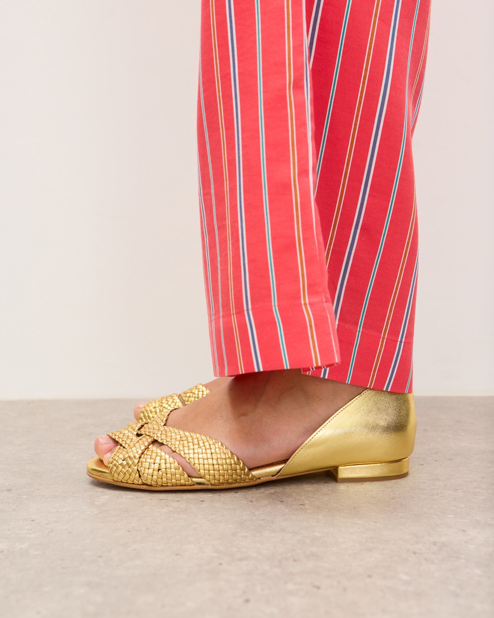 Anonymous Copenhagen Sanni 20 Gold Braided Leather Sandals