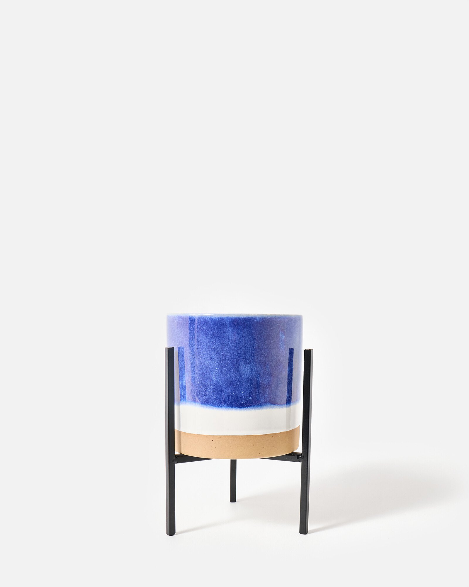 Nora Blue Ceramic Standing Plant Pot Small | Oliver Bonas