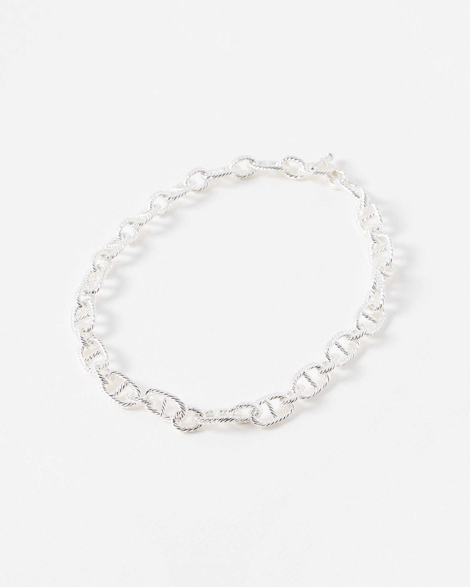 Calista Textured Silver Plated Chunky Chain Necklace Oliver Bonas