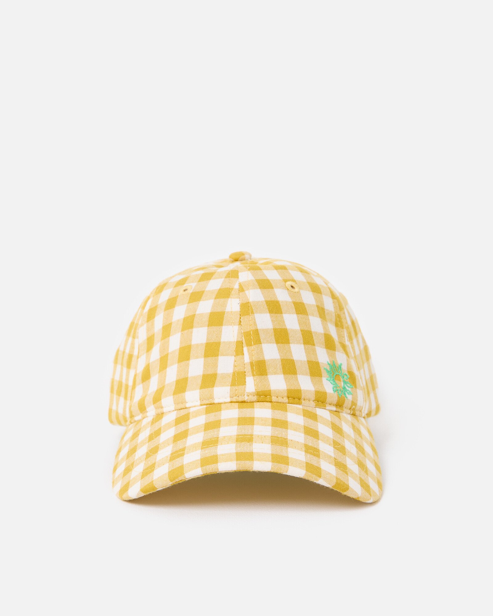 Yellow Gingham Cap Hat Oliver Bonas