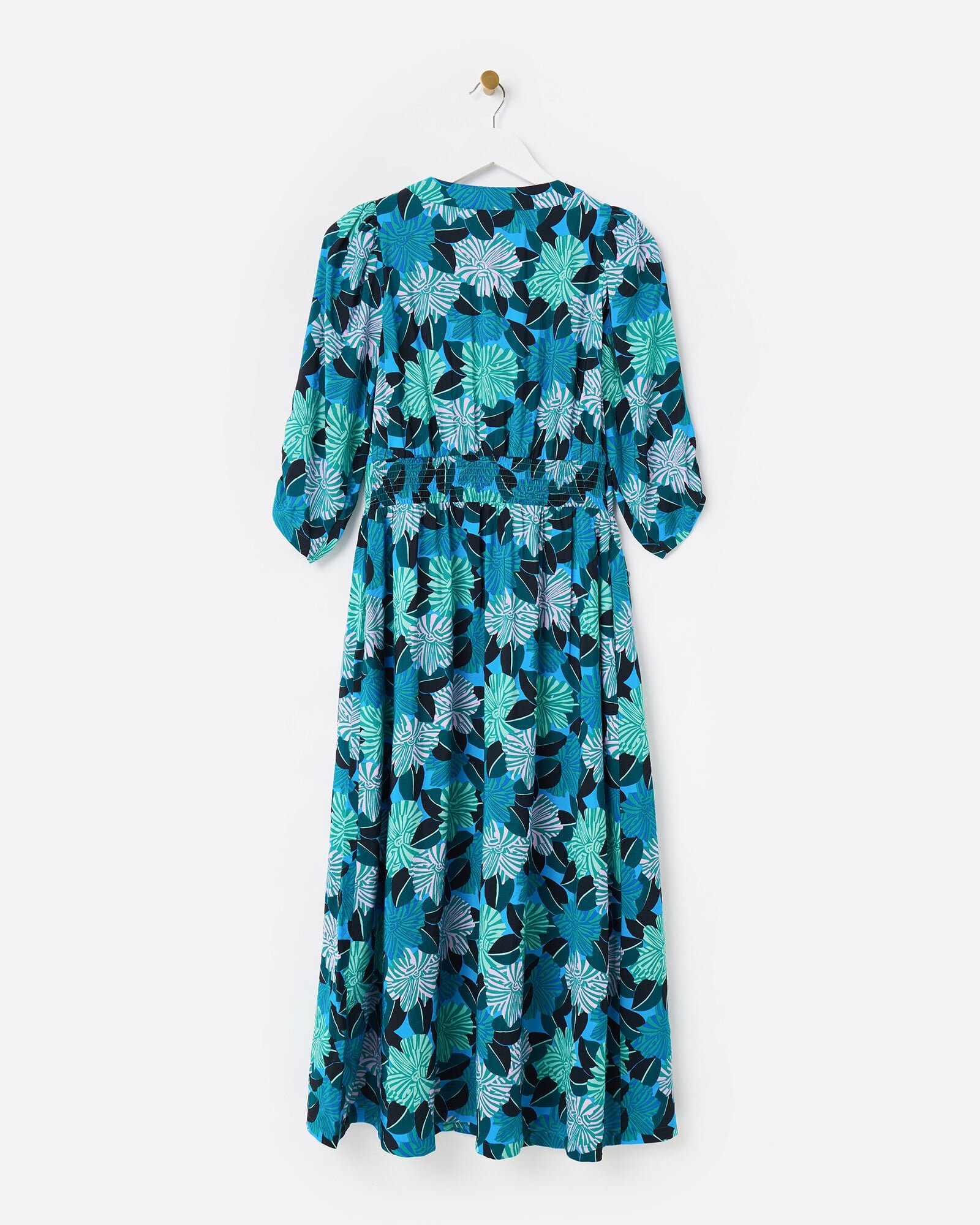 Blue & Green Floral V-Neck Midi Dress | Oliver Bonas Blue & Green Floral V-Neck Midi Dress | Oliver Bonas