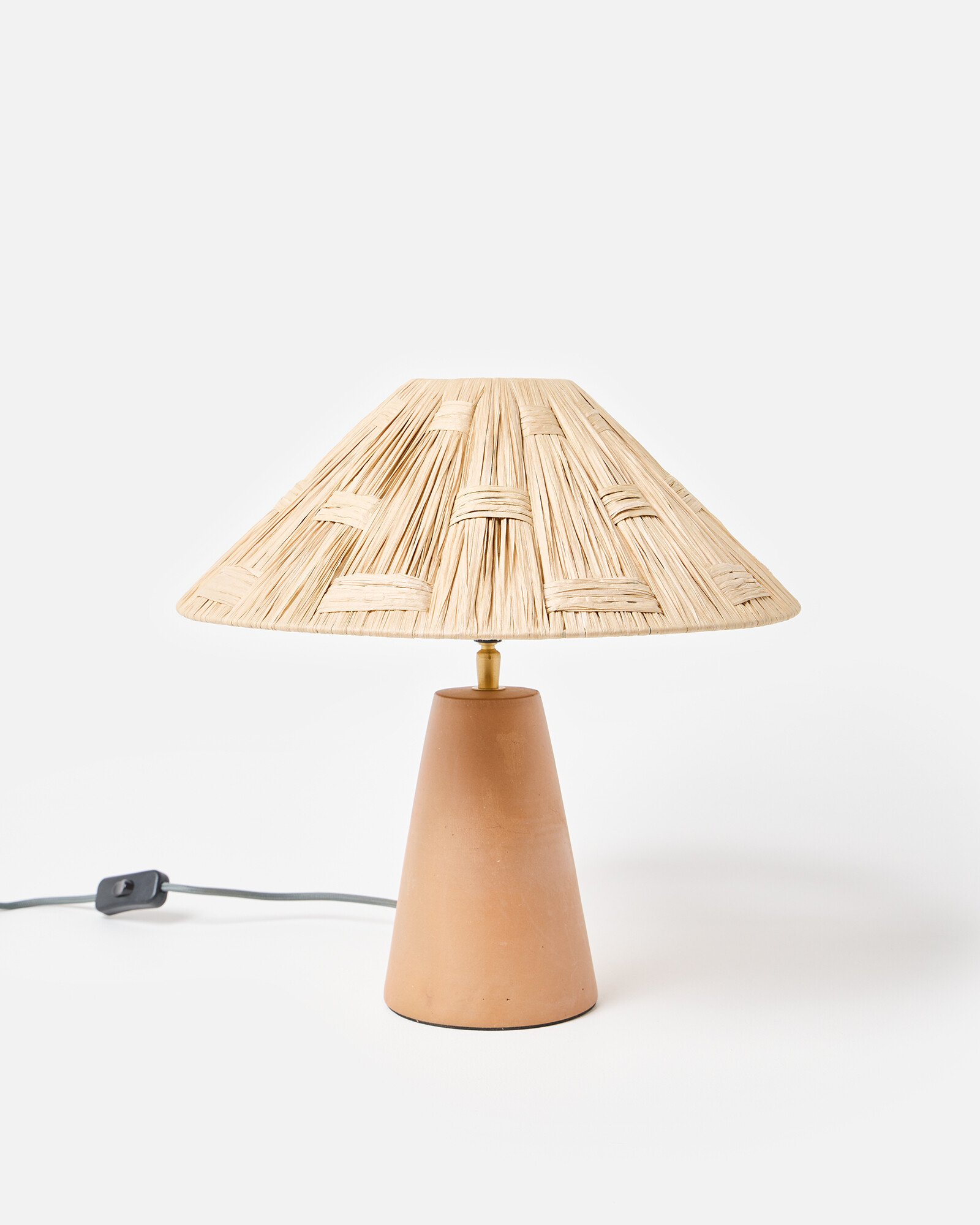 Terracotta Table Lamp Raffia Shade Oliver Bonas