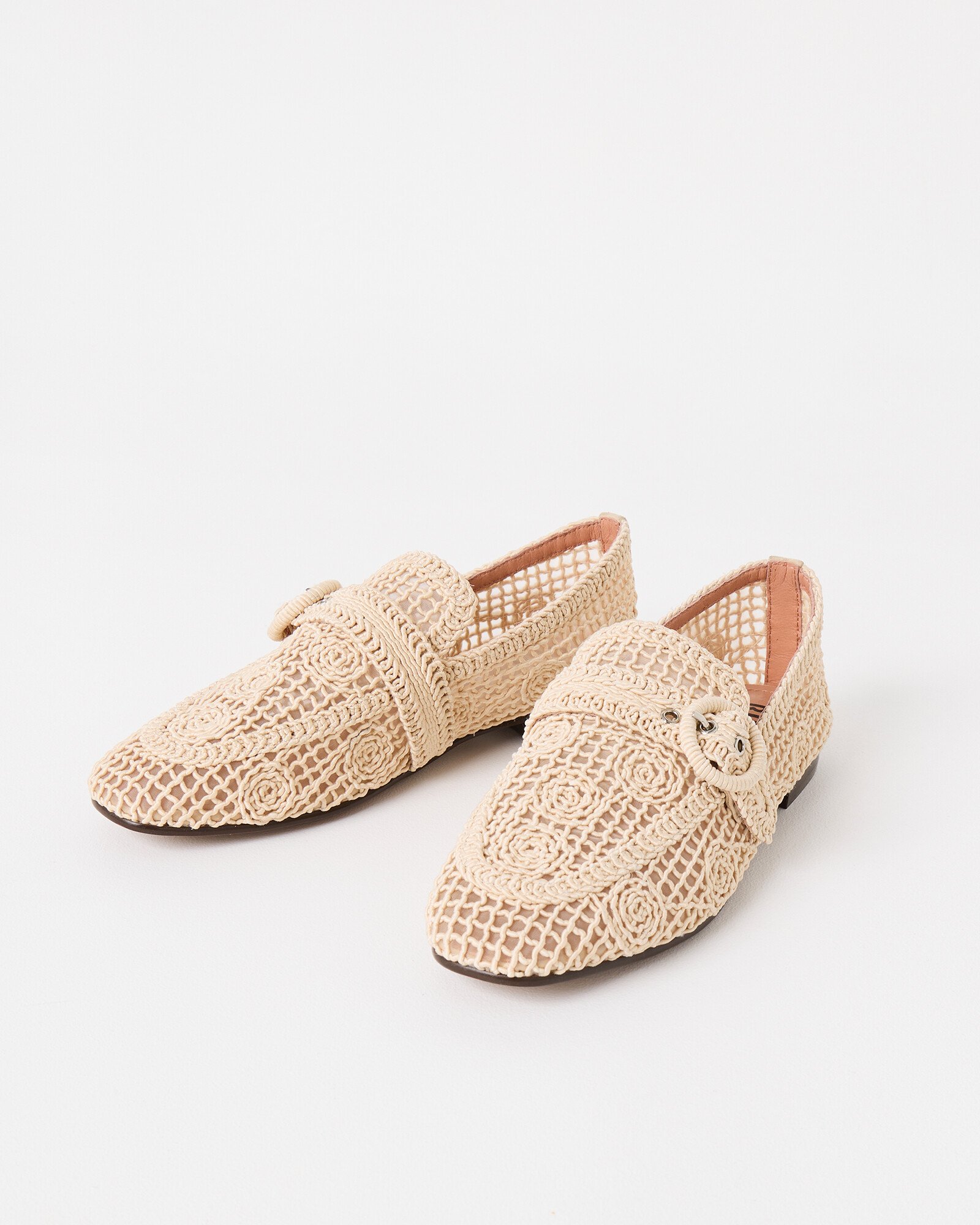 Bibi Lou Ecru Cream Macrame Loafers Oliver Bonas